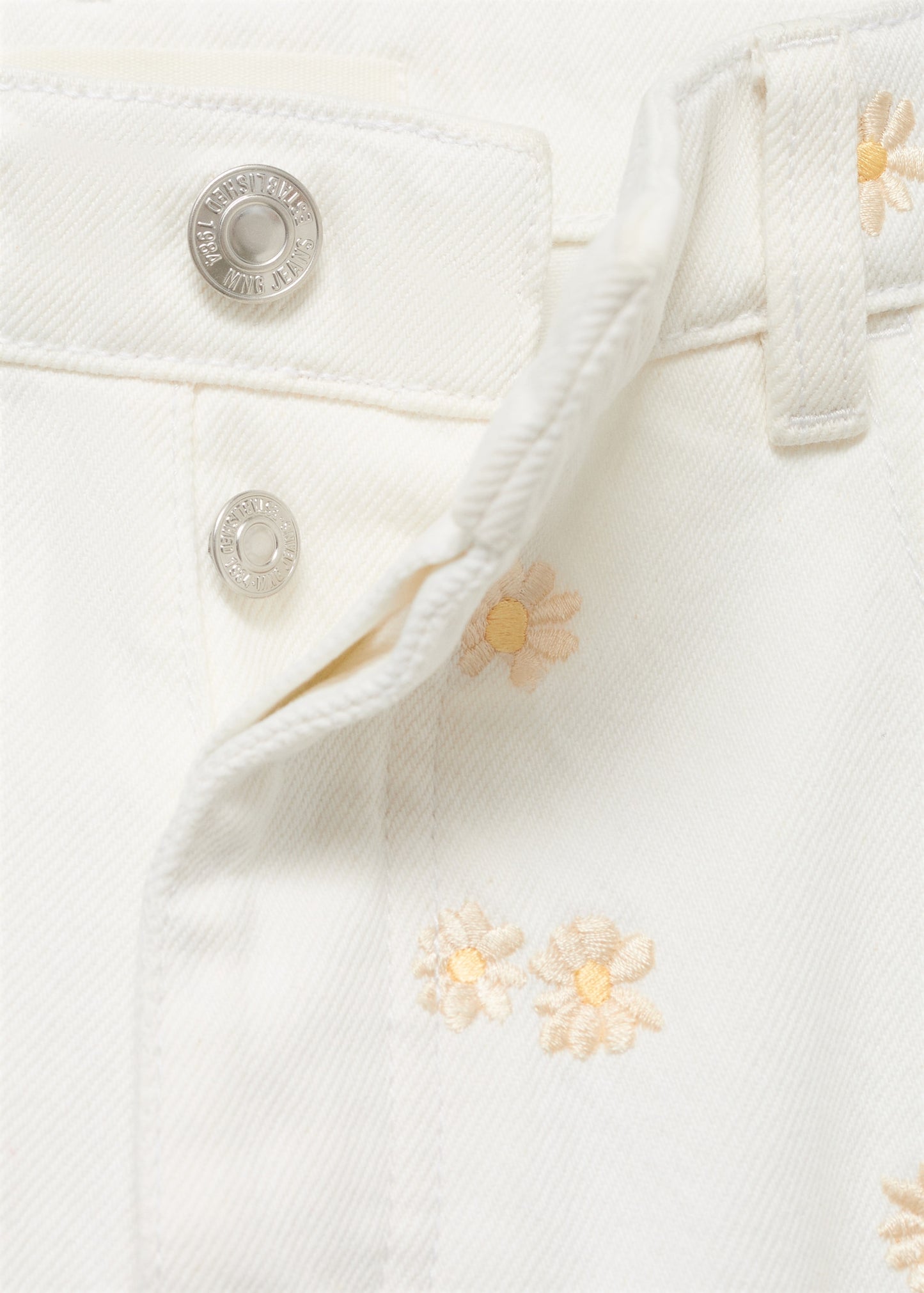 Flower-embroidered wide-leg jeans