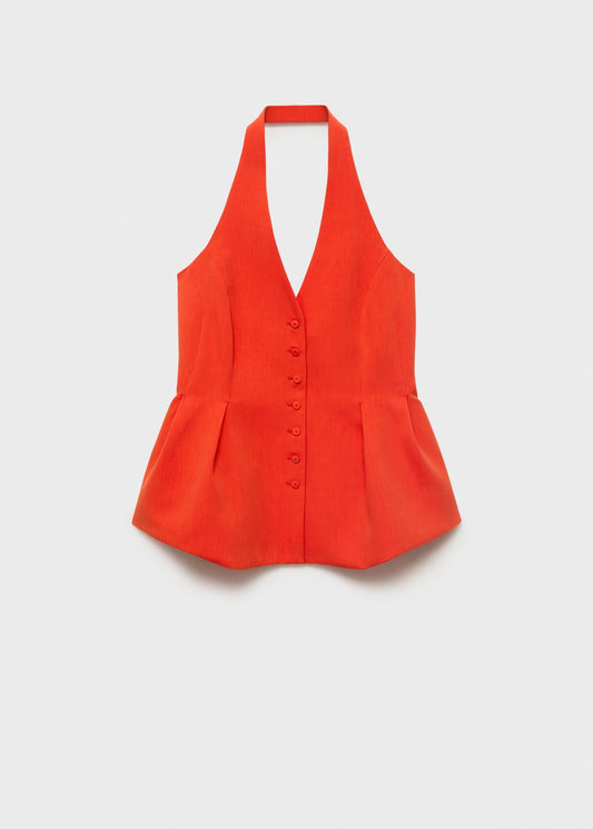 Halter-neck peplum waistcoat