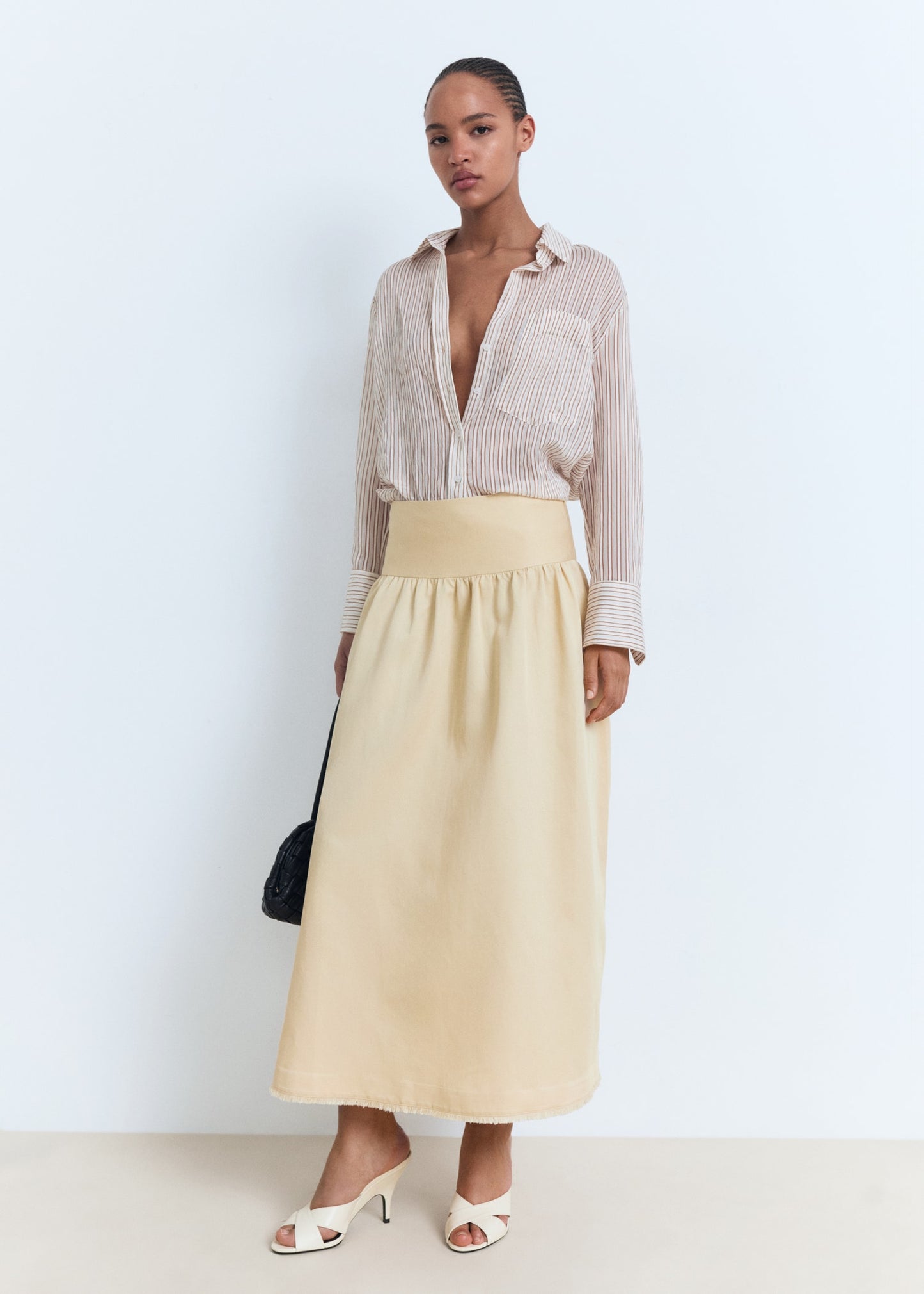 Midi skirt with frayed ends