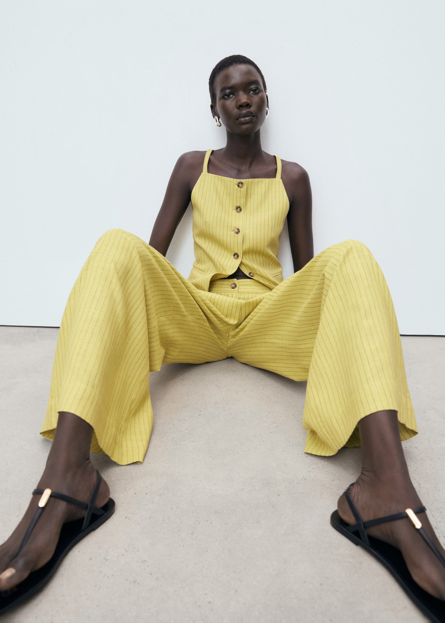 Striped straight suit trousers