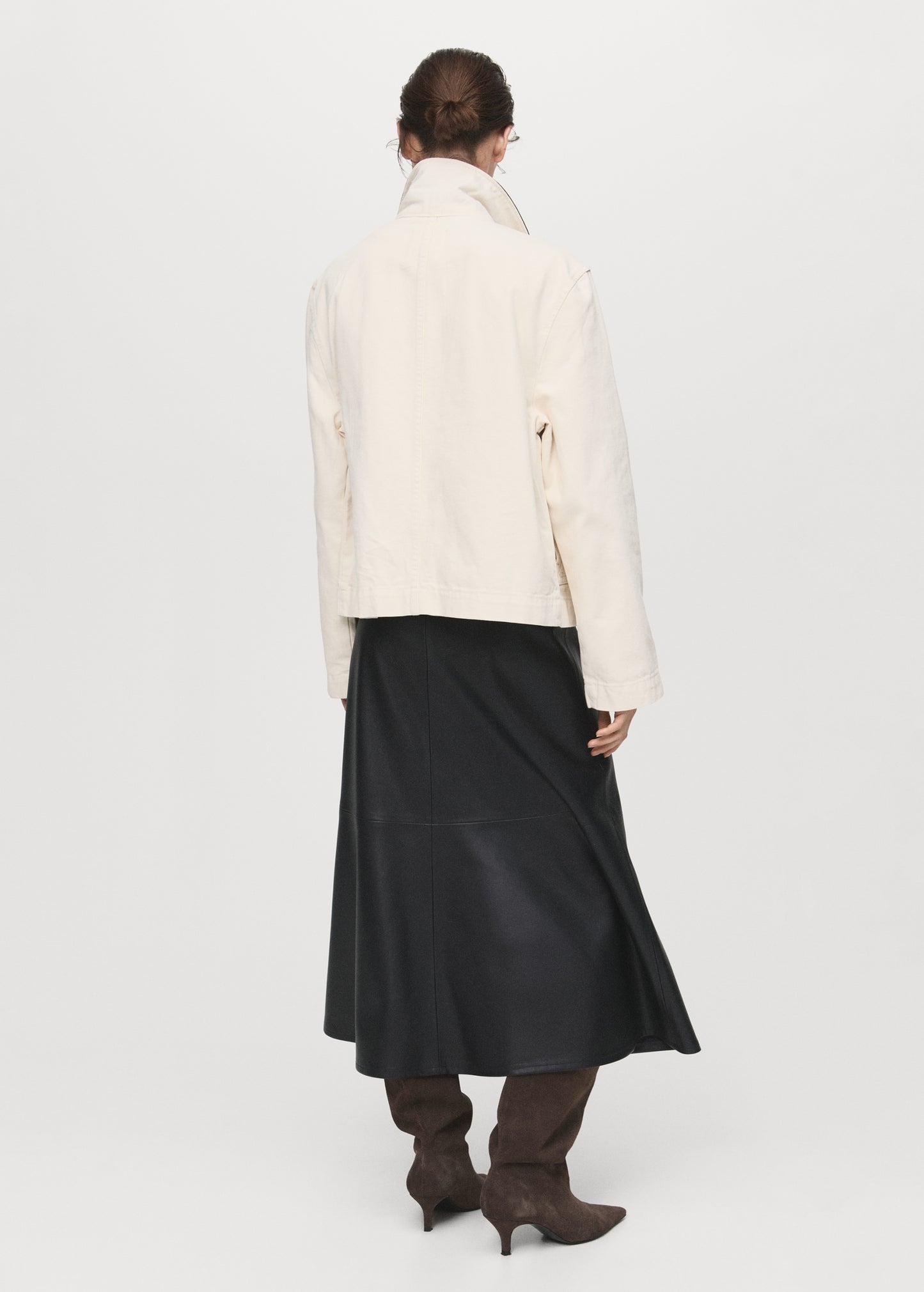 Leather-effect midi-skirt