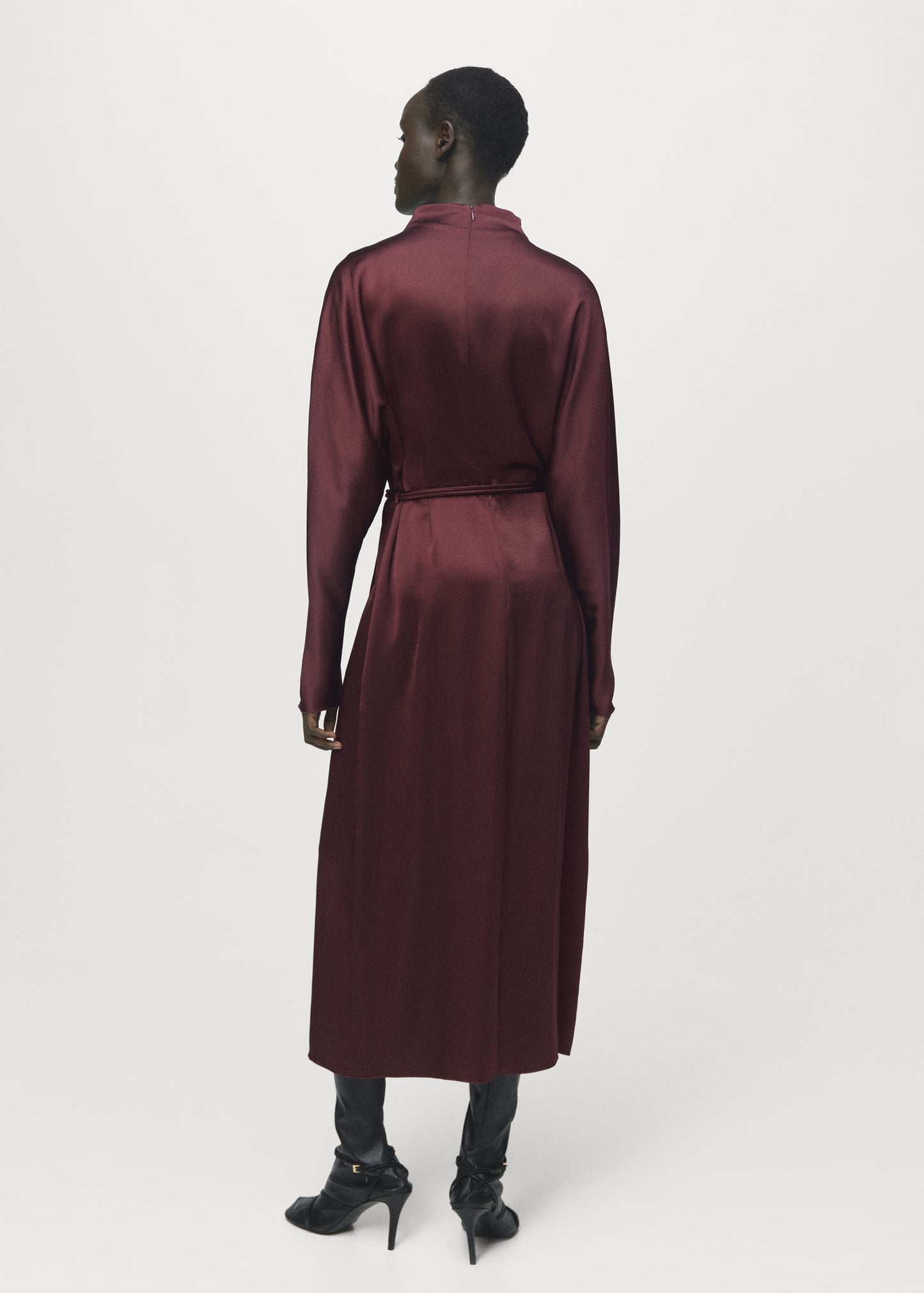 Belt satin dress