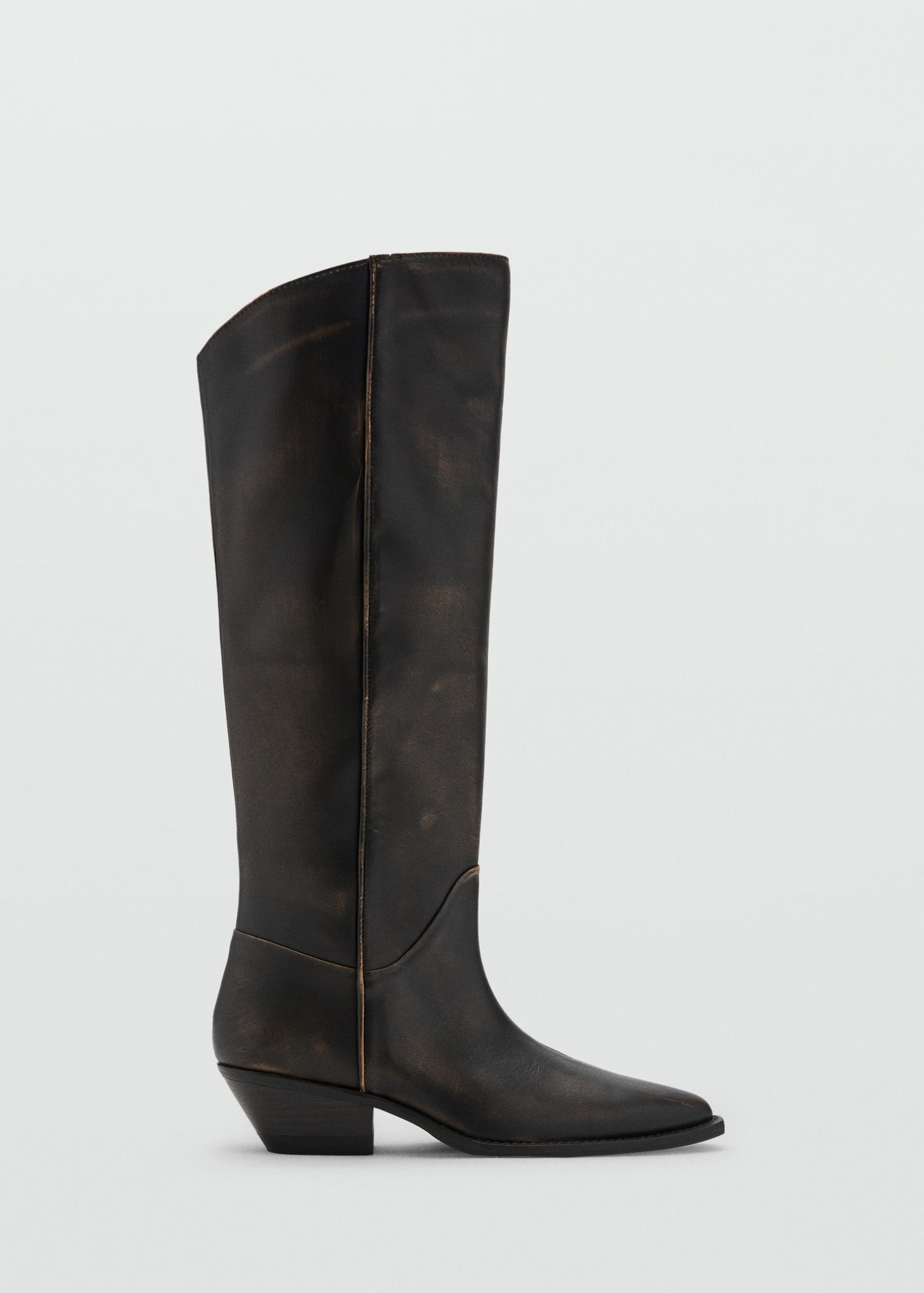 Worn-look leather boots