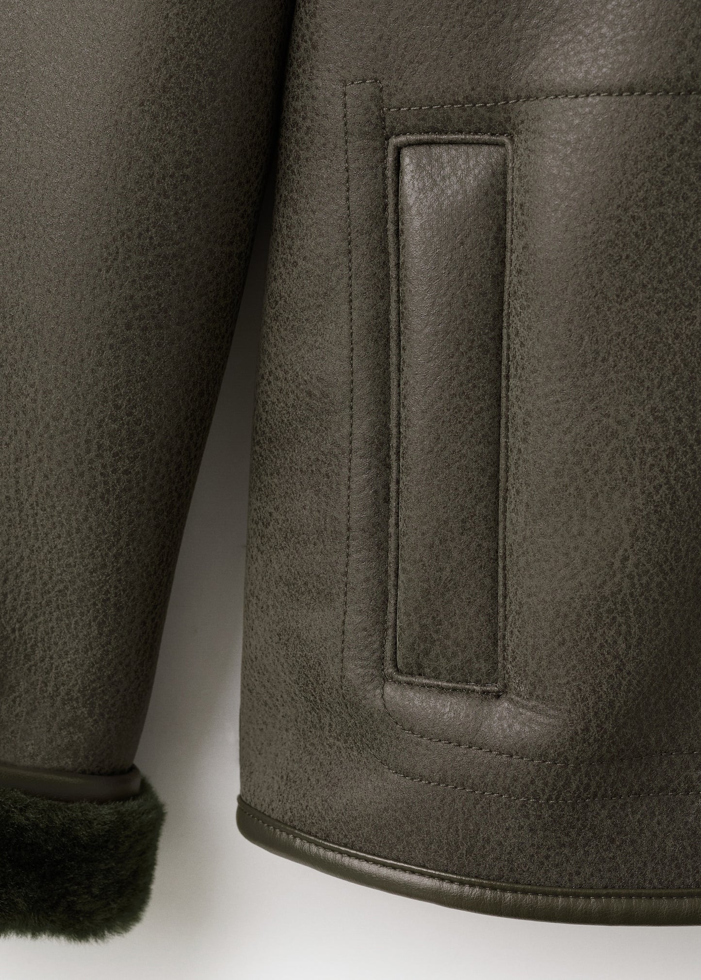 Faux-shearling leather-effect coat