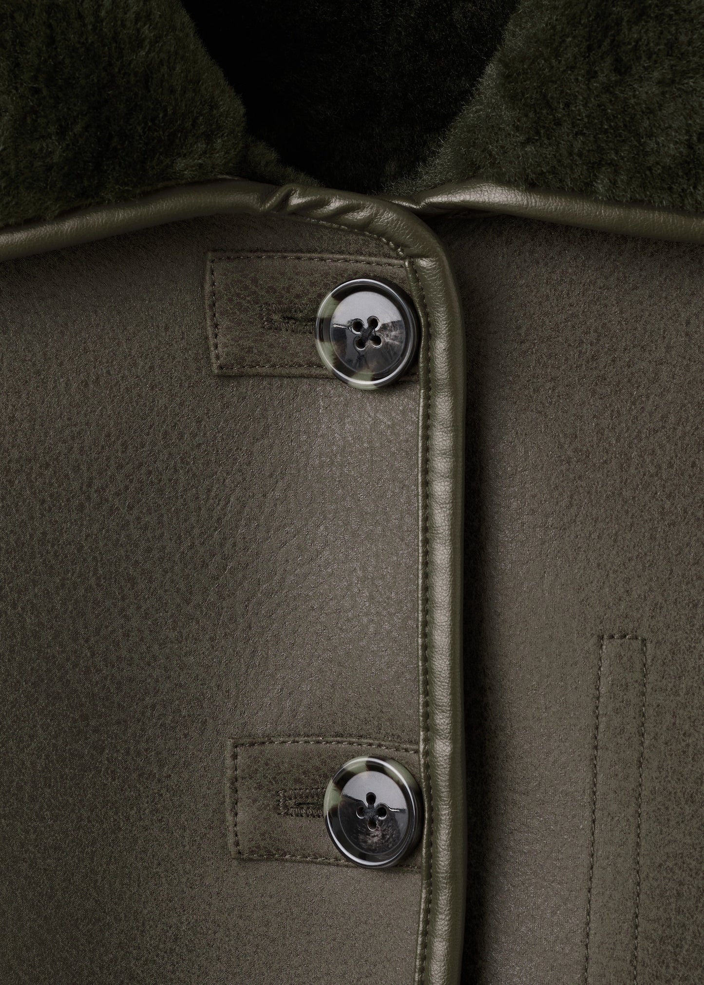 Faux-shearling leather-effect coat