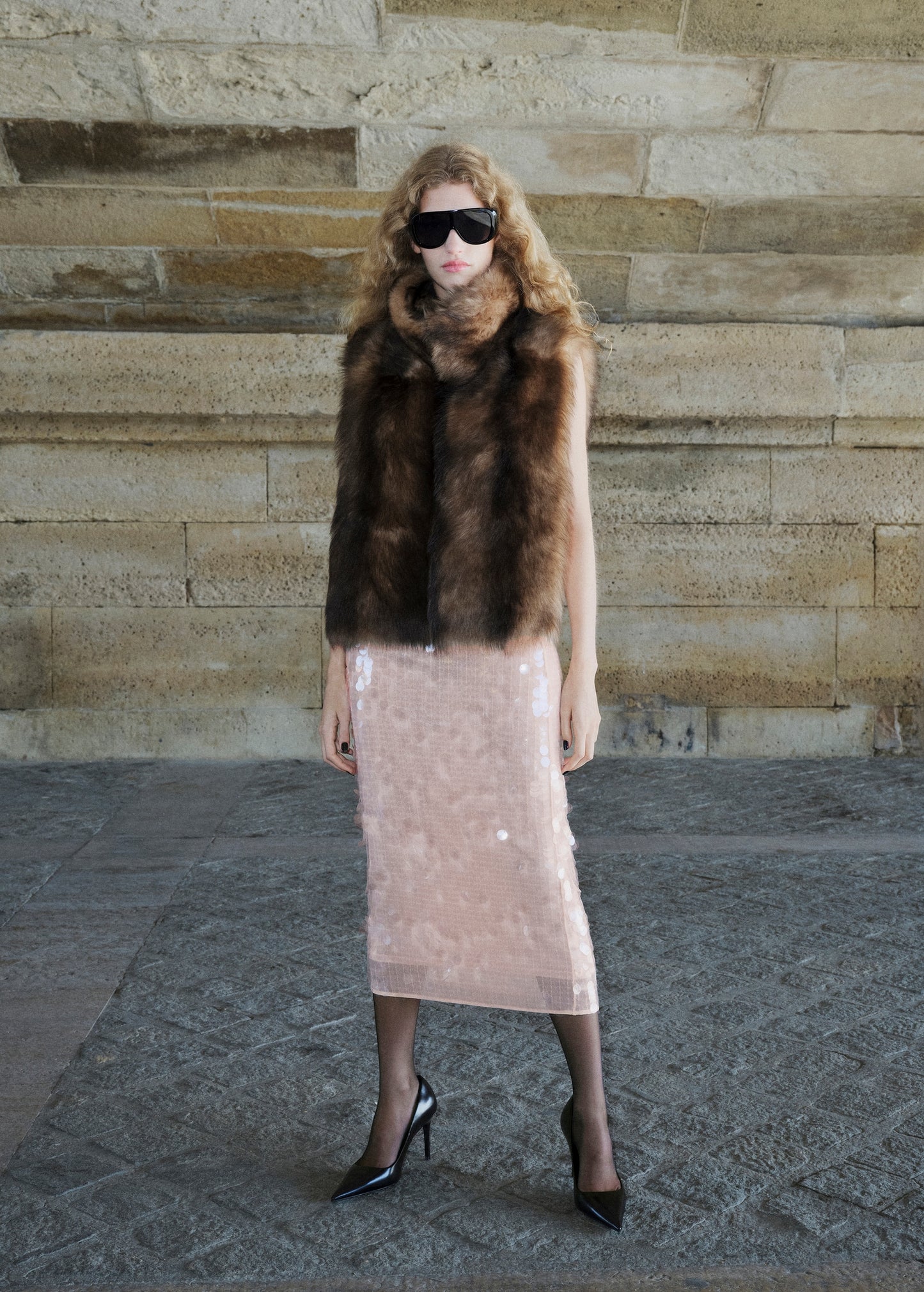 Sequin midi skirt