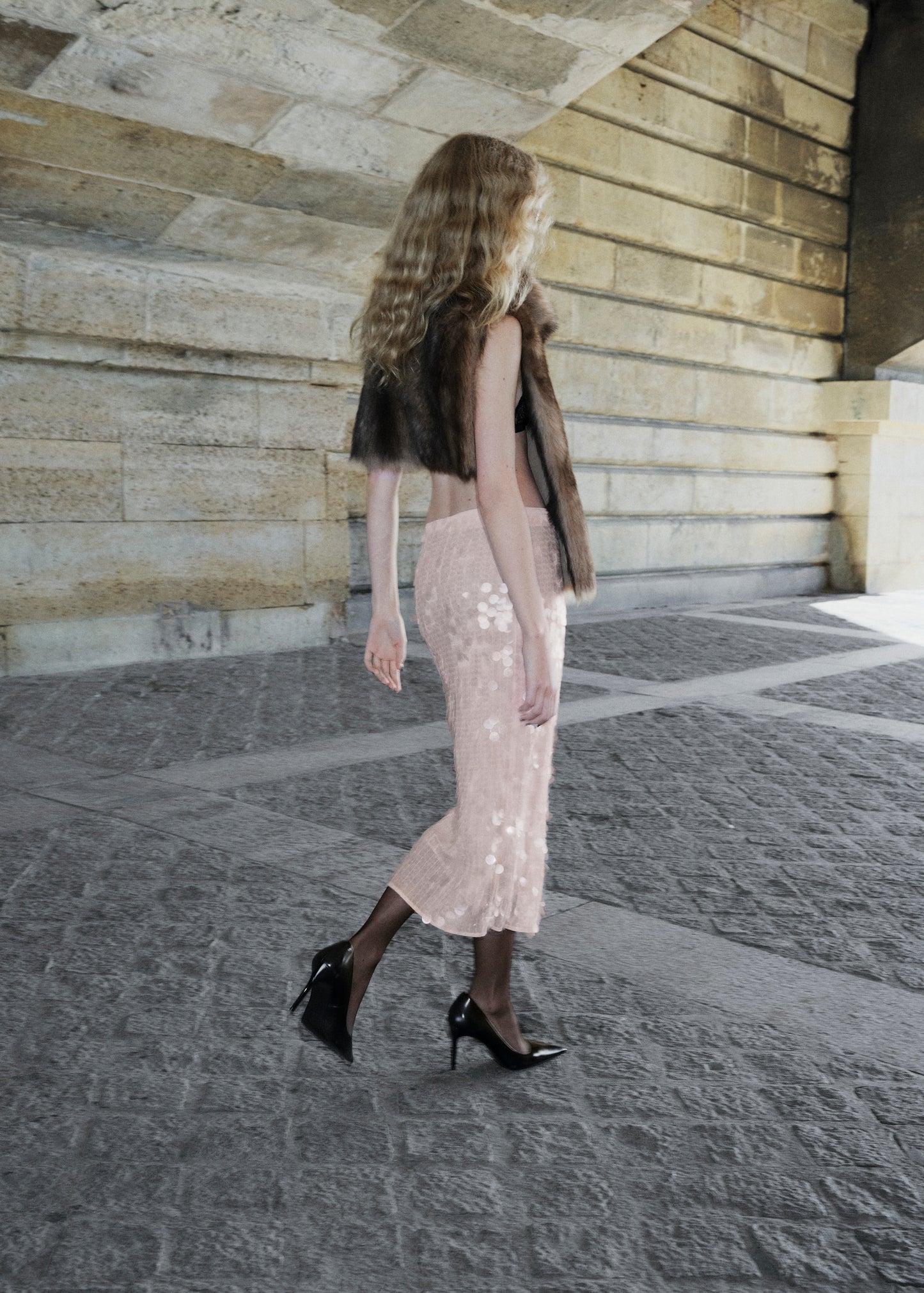 Sequin midi skirt