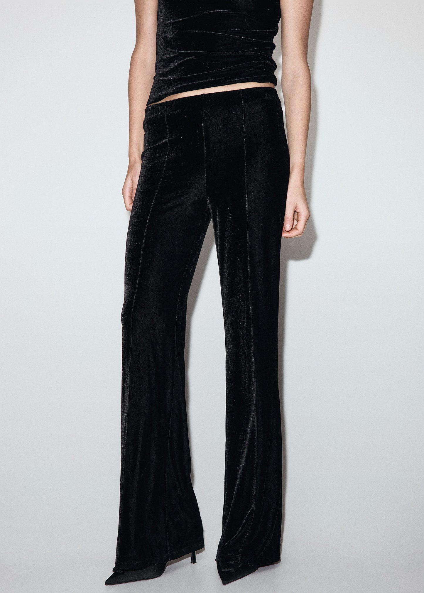 Velvet trousers with seam detail