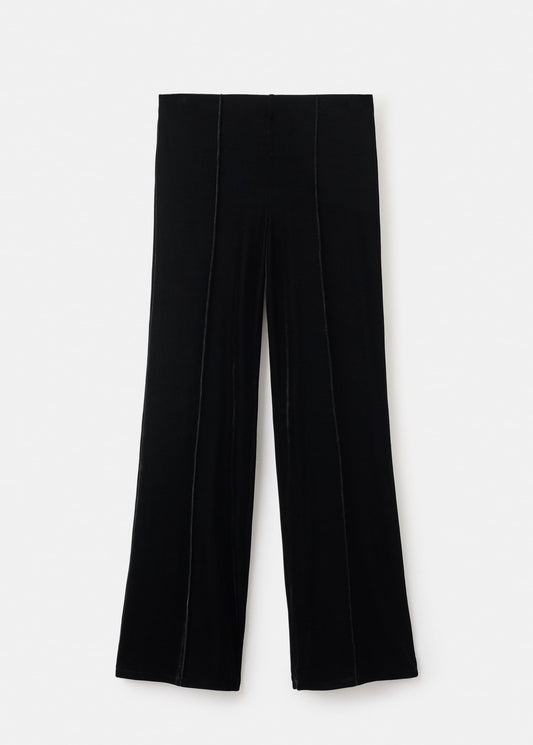 Velvet trousers with seam detail