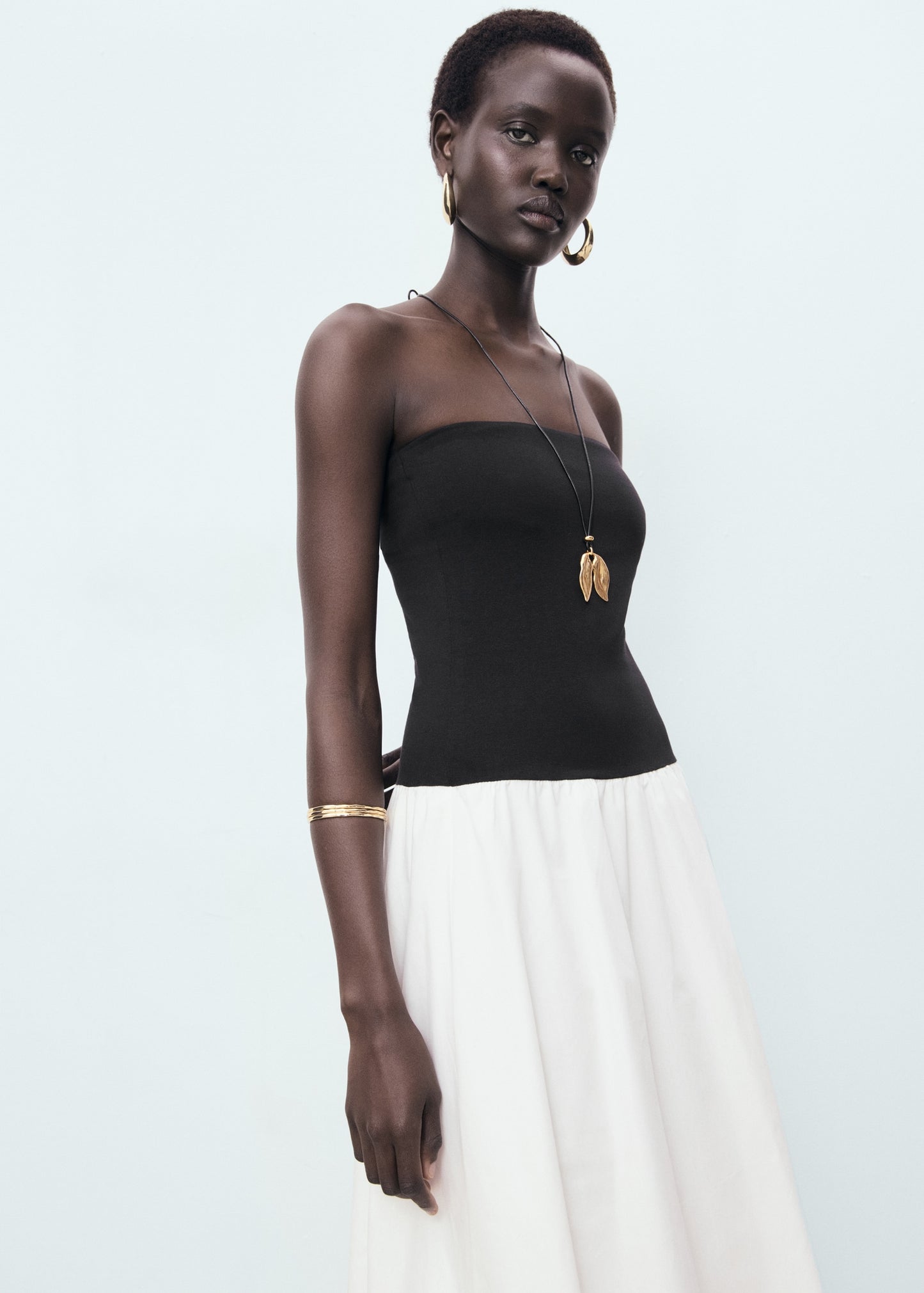 Balloon-effect strapless dress