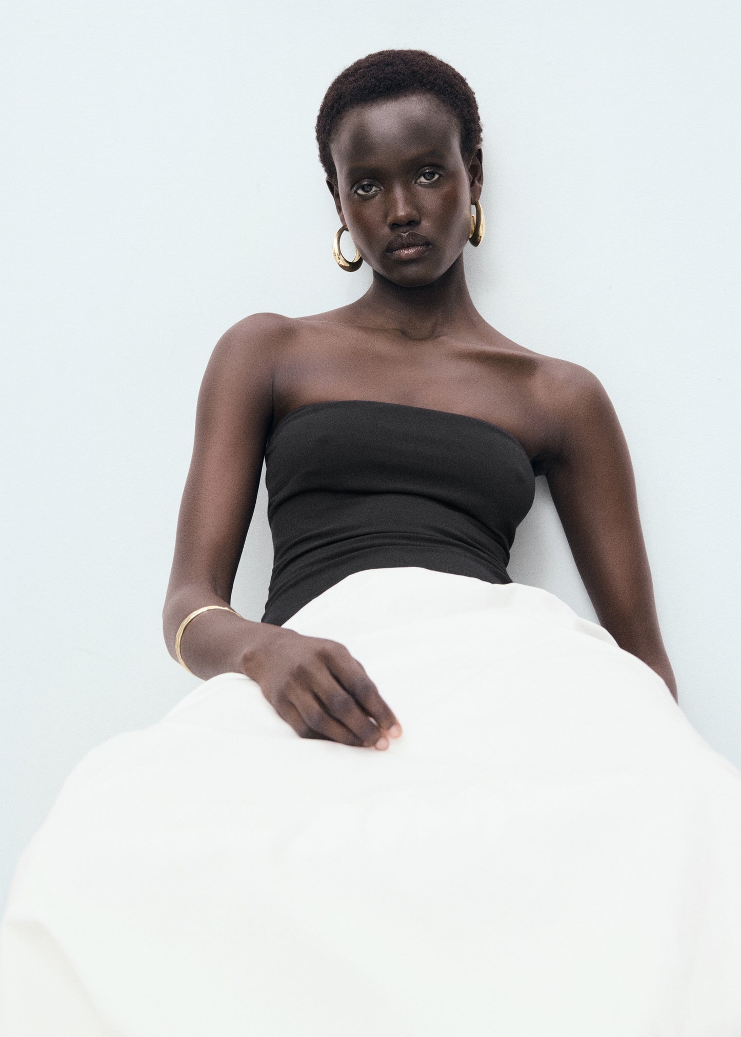 Balloon-effect strapless dress