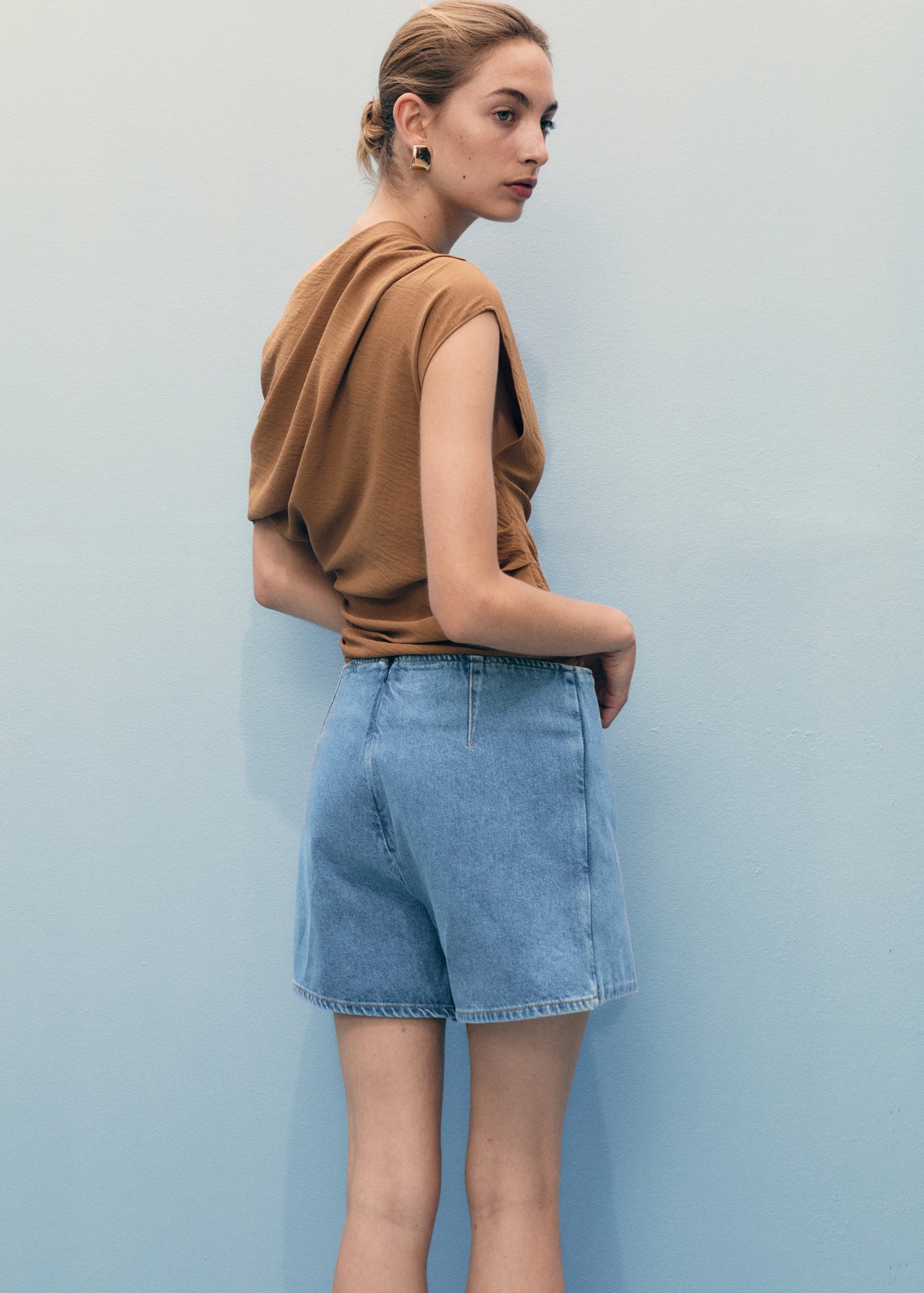 Wrapped denim skort