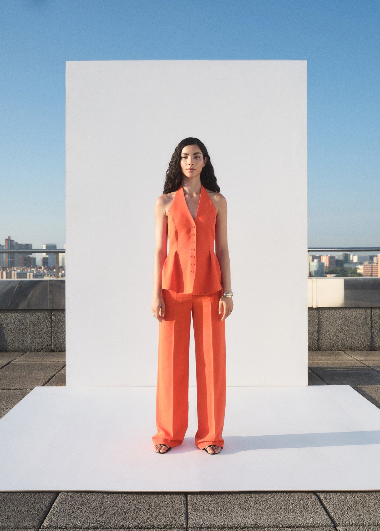 Straight mid-rise suit trousers