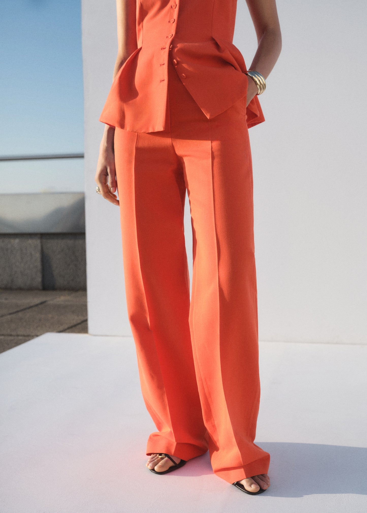 Straight mid-rise suit trousers
