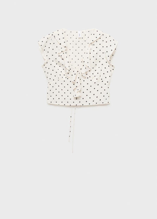 Polka-dot blouse with ruffles