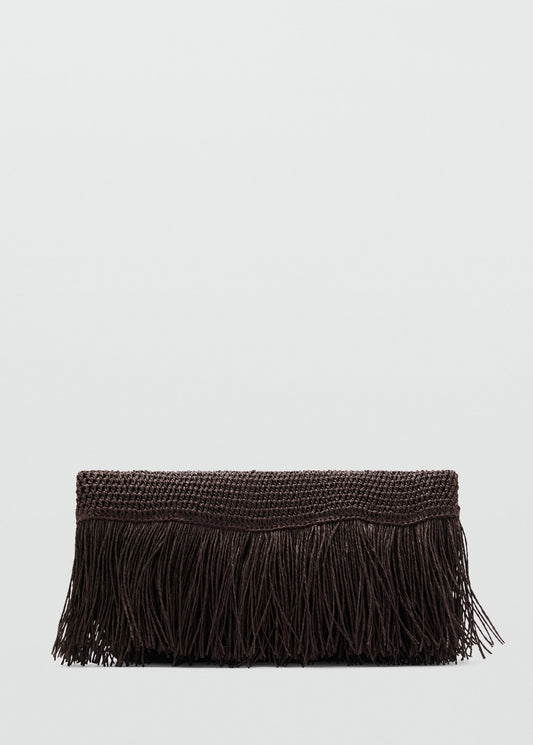 Natural fibre handbag with fringes