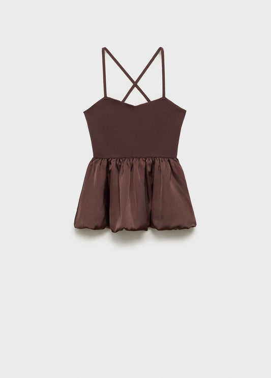 Combined fabric top with crossed back