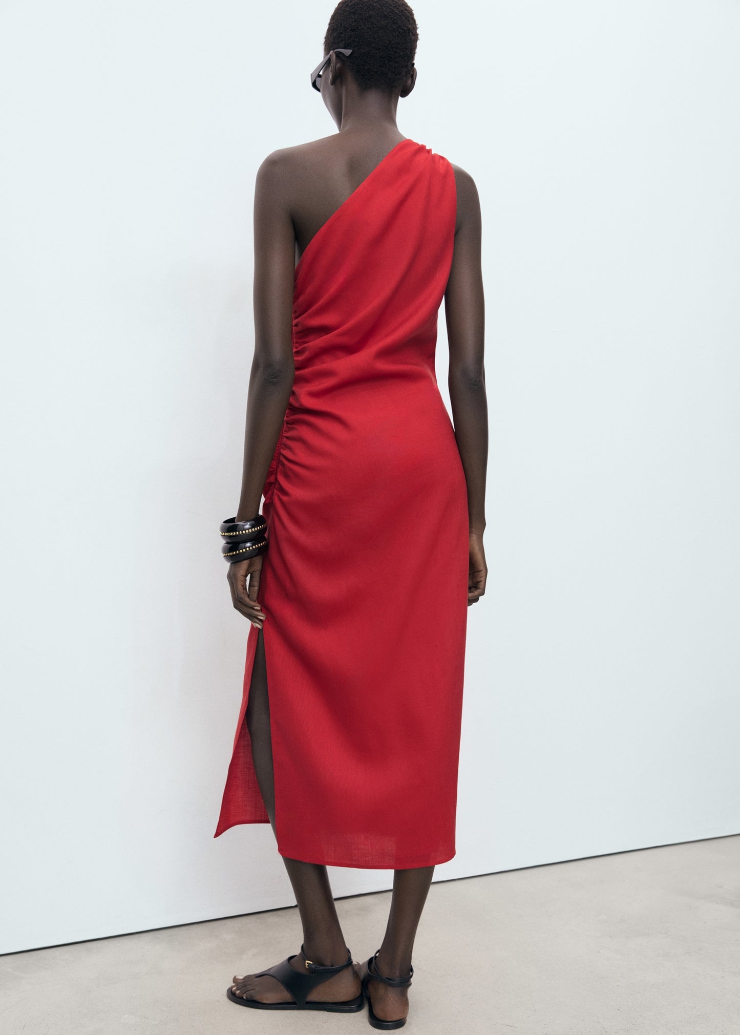 Lyocell dress with asymmetrical neckline