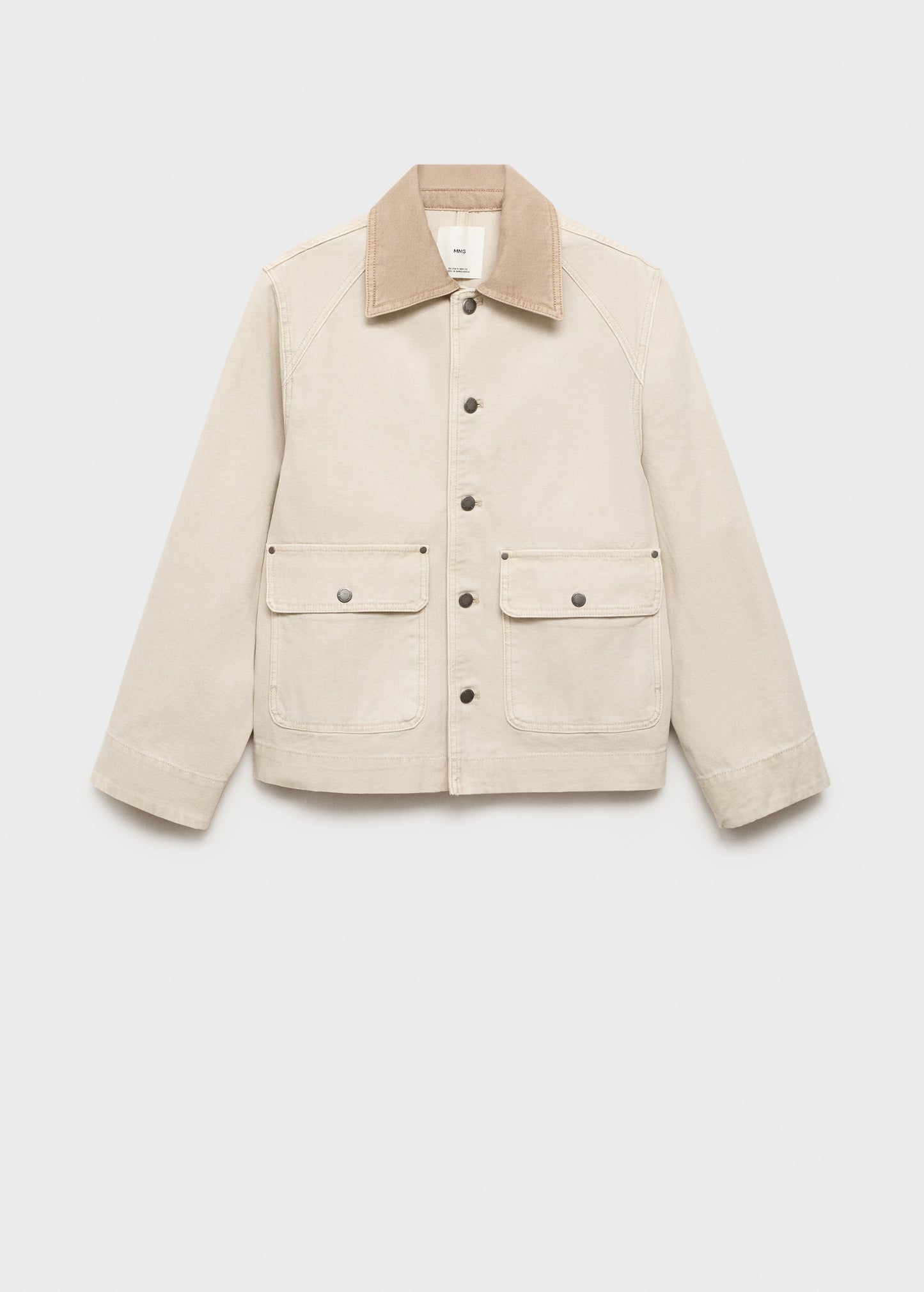 Denim parka with contrasting collar