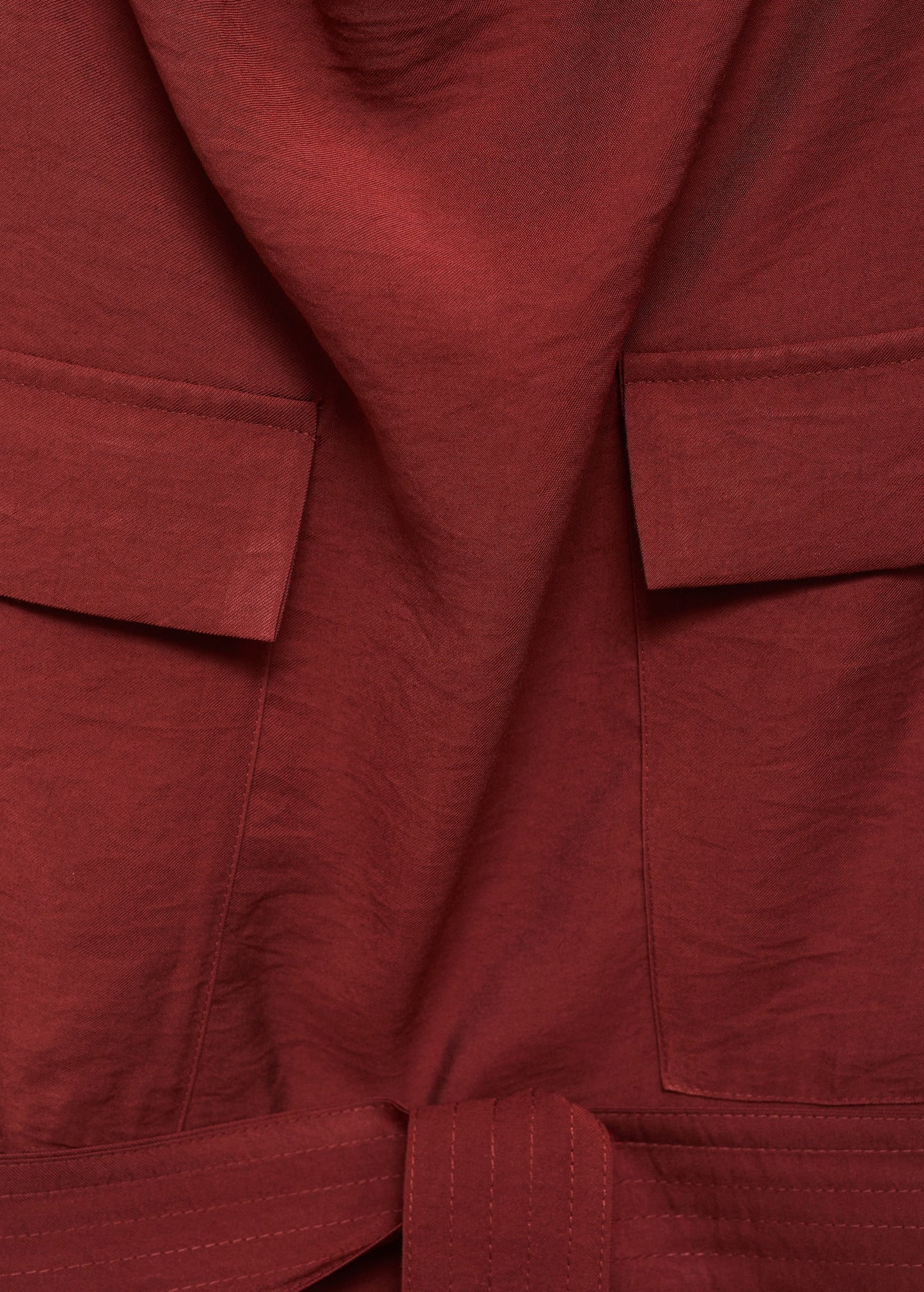 Blouse with draped neck and belt