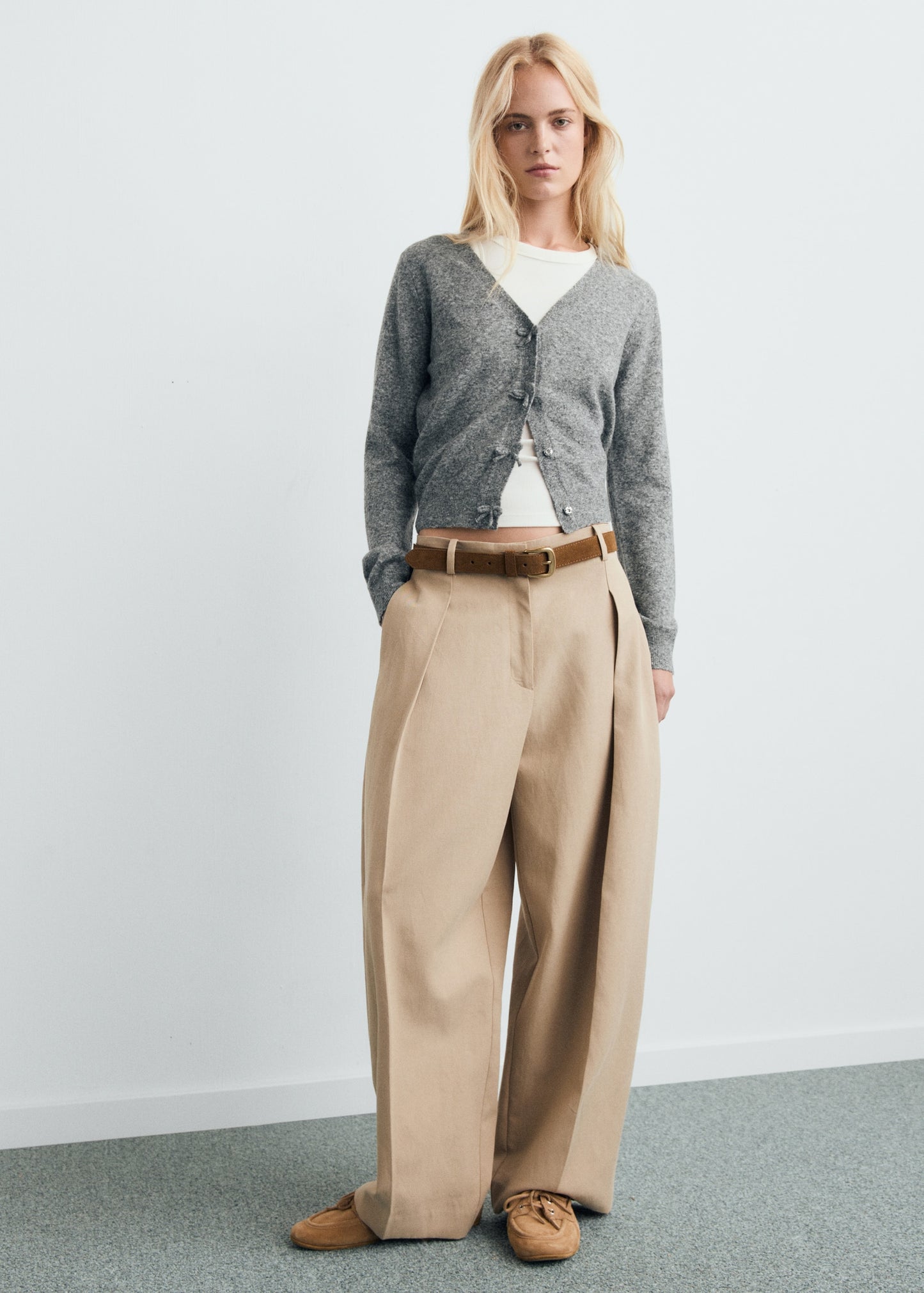 V-neck wool-blend cardigan