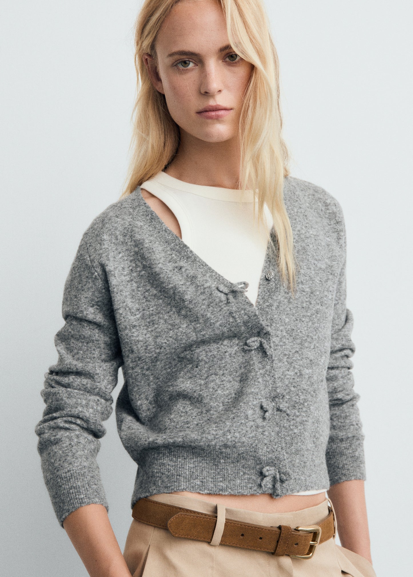 V-neck wool-blend cardigan
