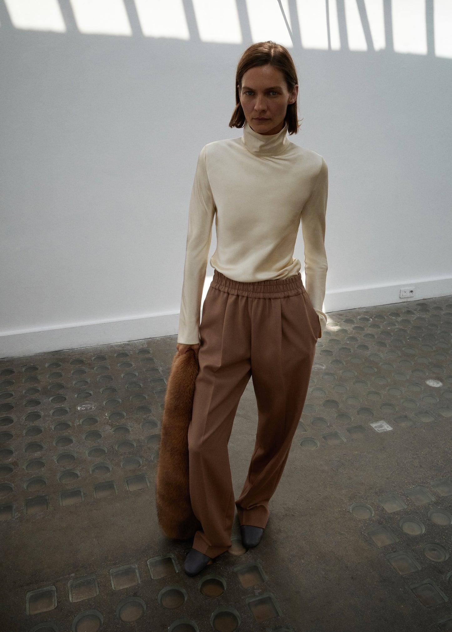 High-neck satin blouse
