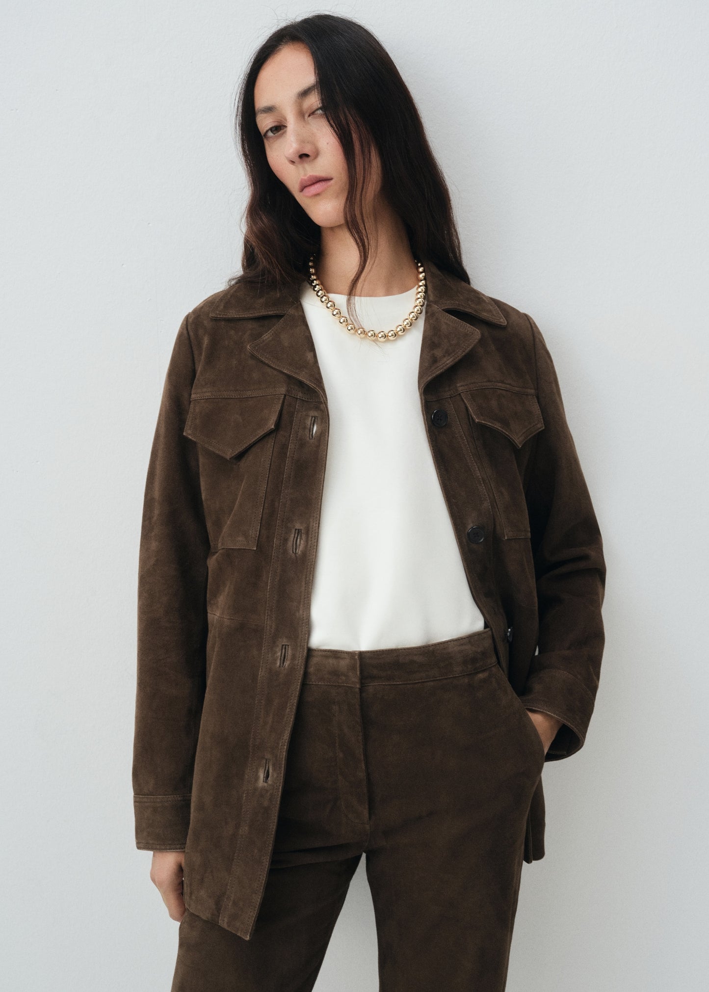 100% suede flared trousers