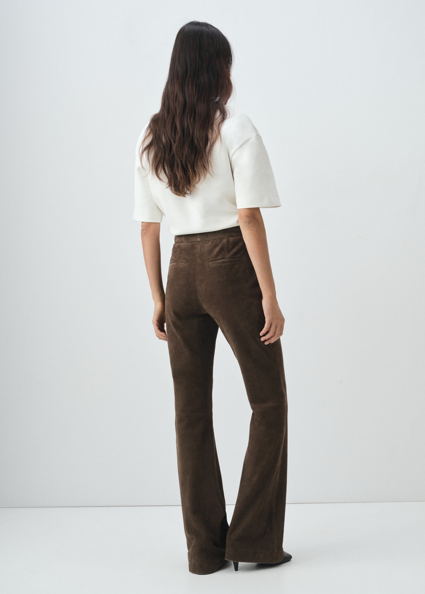 100% suede flared trousers