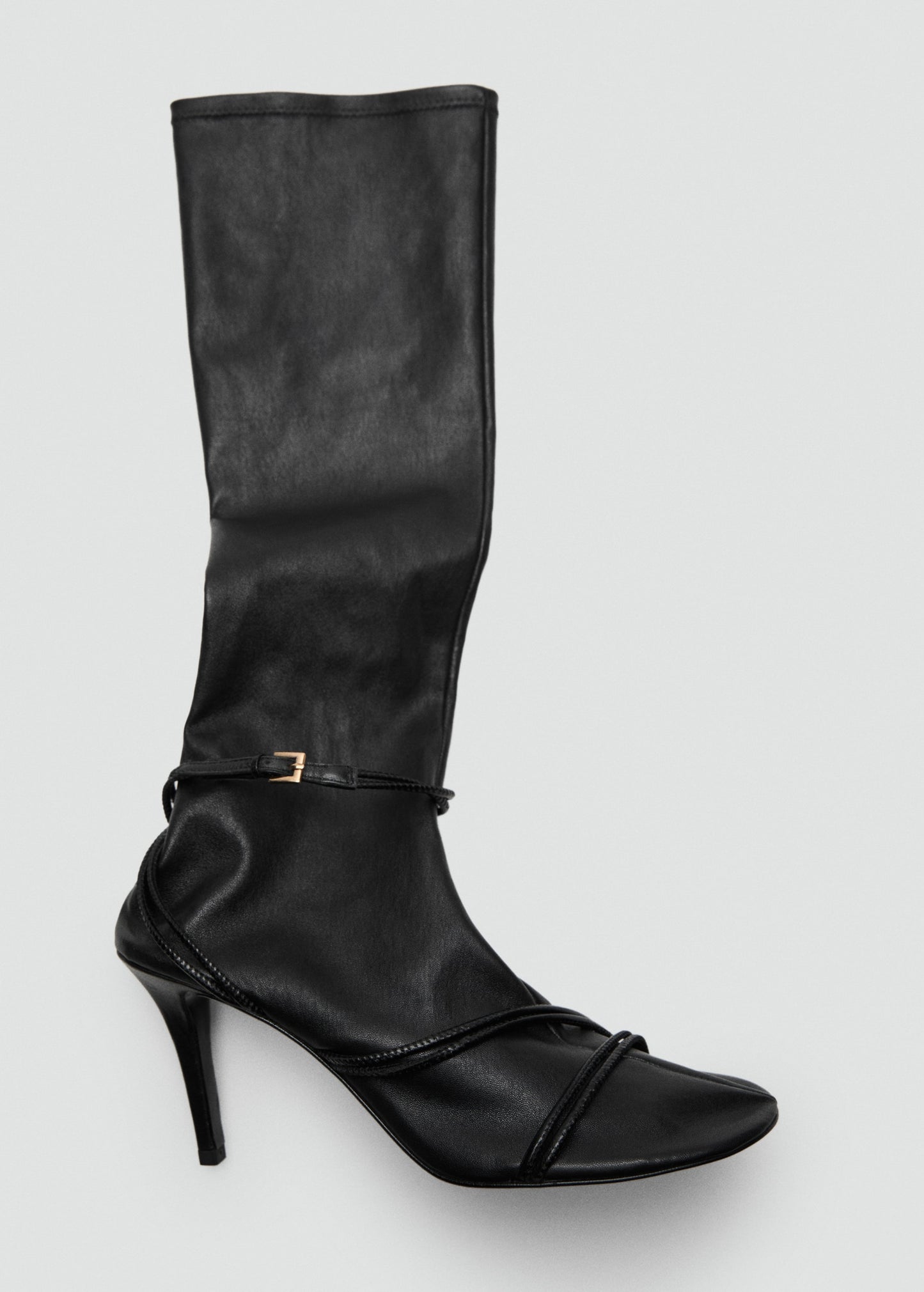 100% leather high boots with straps