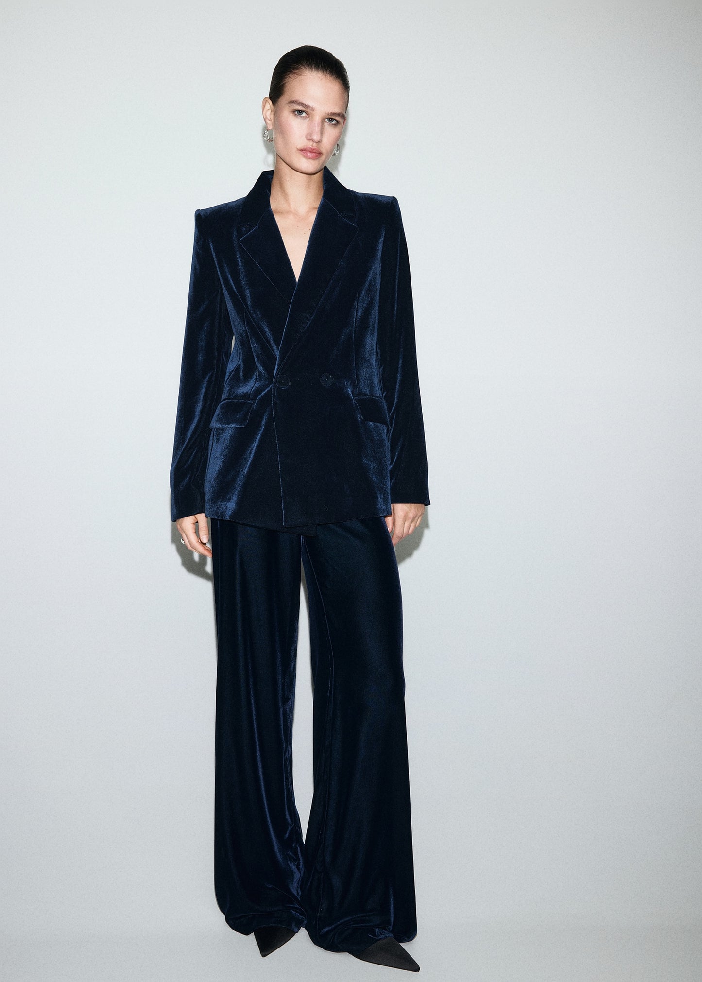 Double-breasted velvet jacket