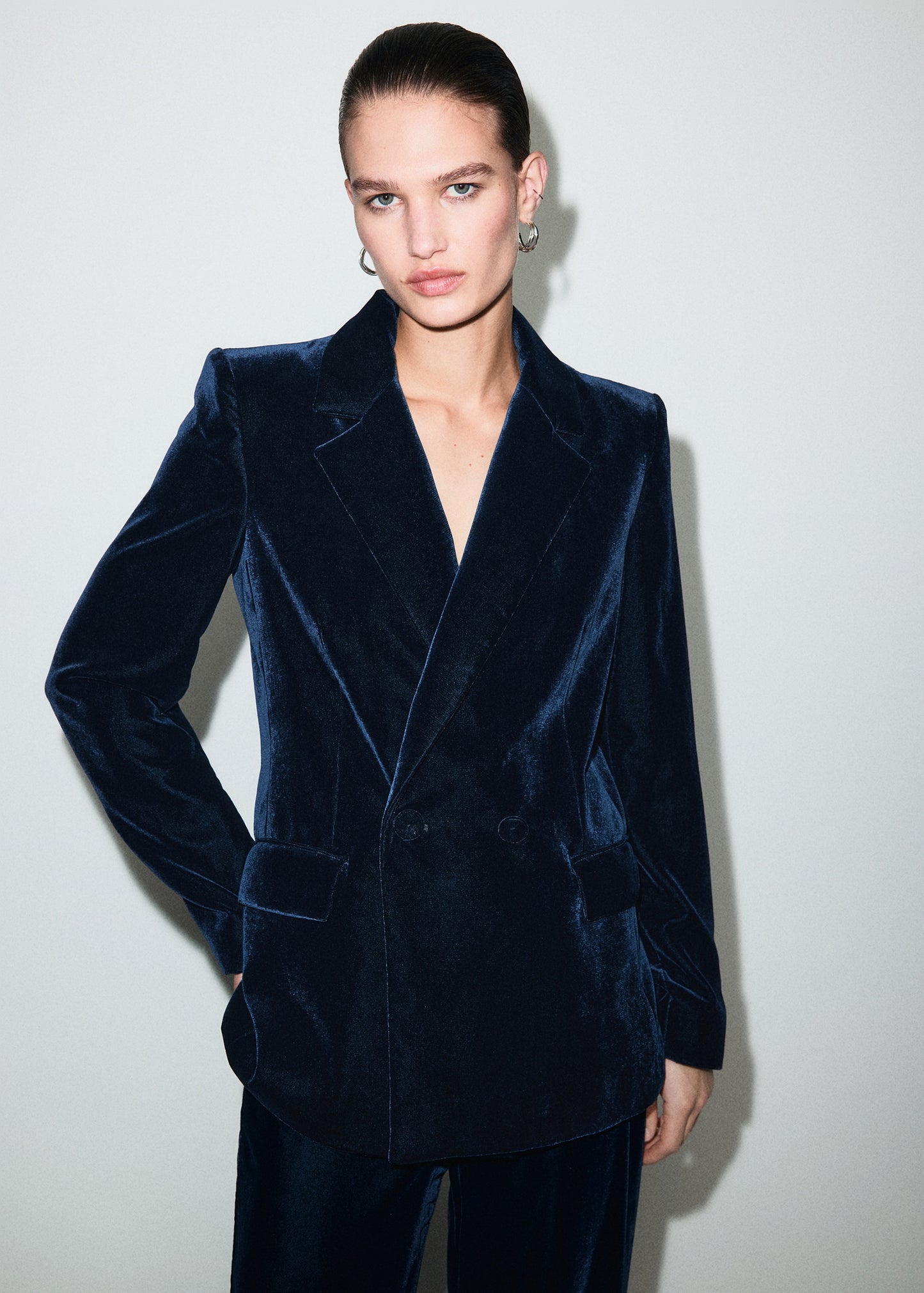 Double-breasted velvet jacket