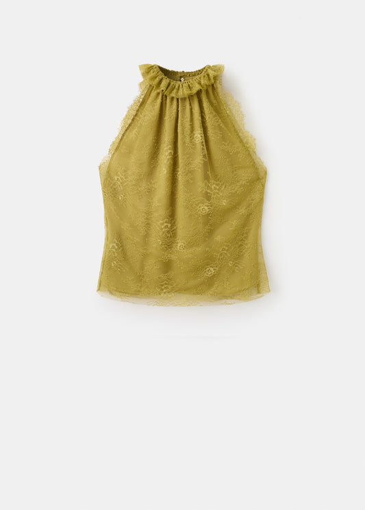 Lace top with ruff collar