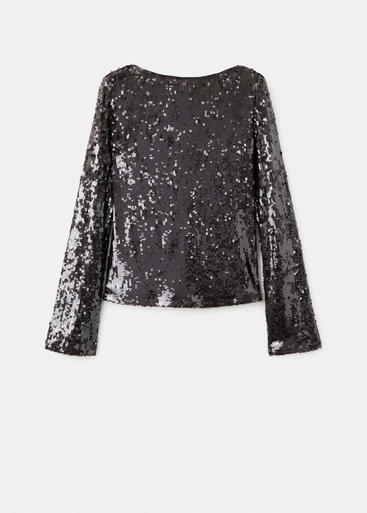 Sequin bell-sleeve top