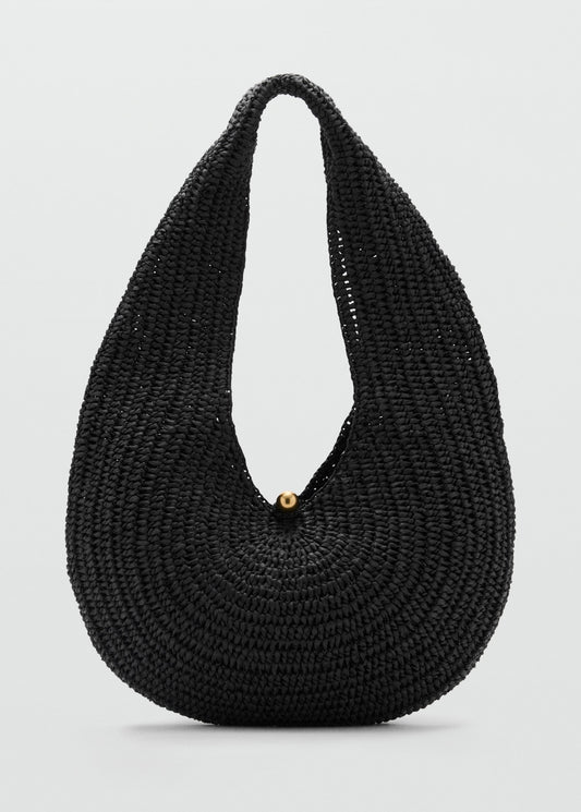 Natural fibre oval shoulder bag