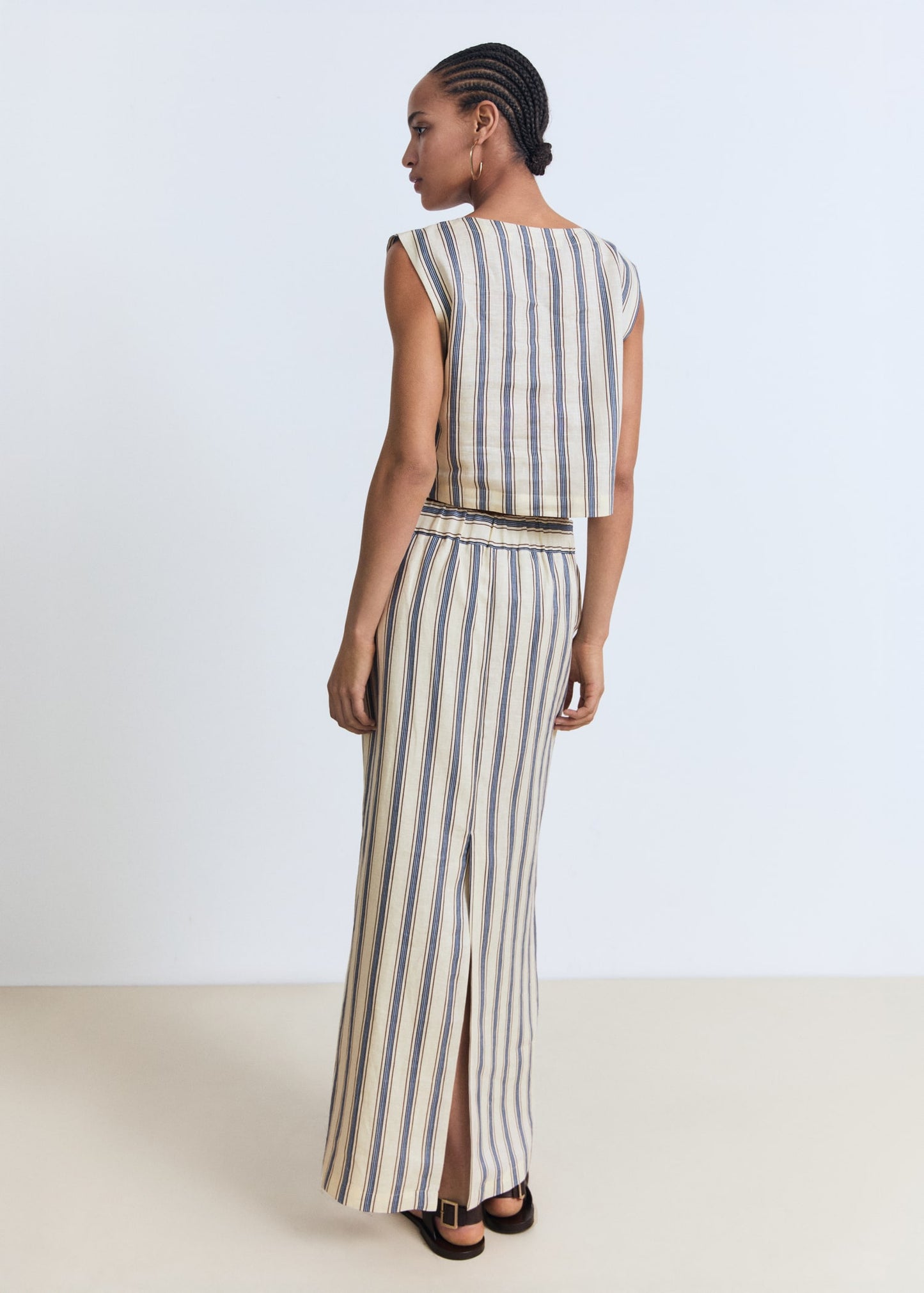 Striped linen skirt