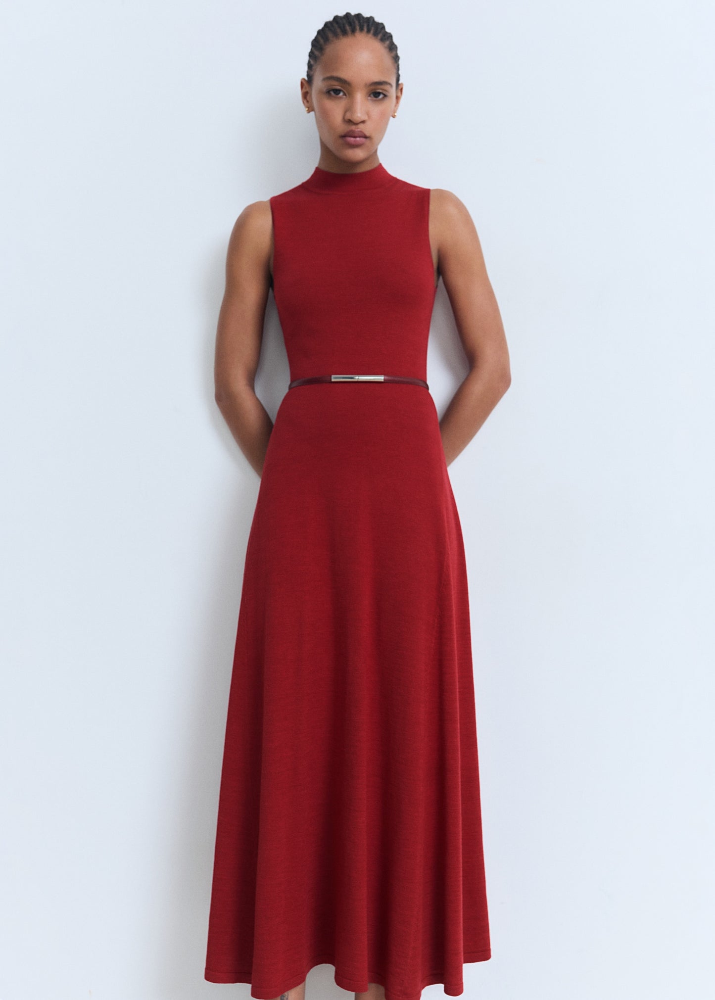 Fine-knit flared dress