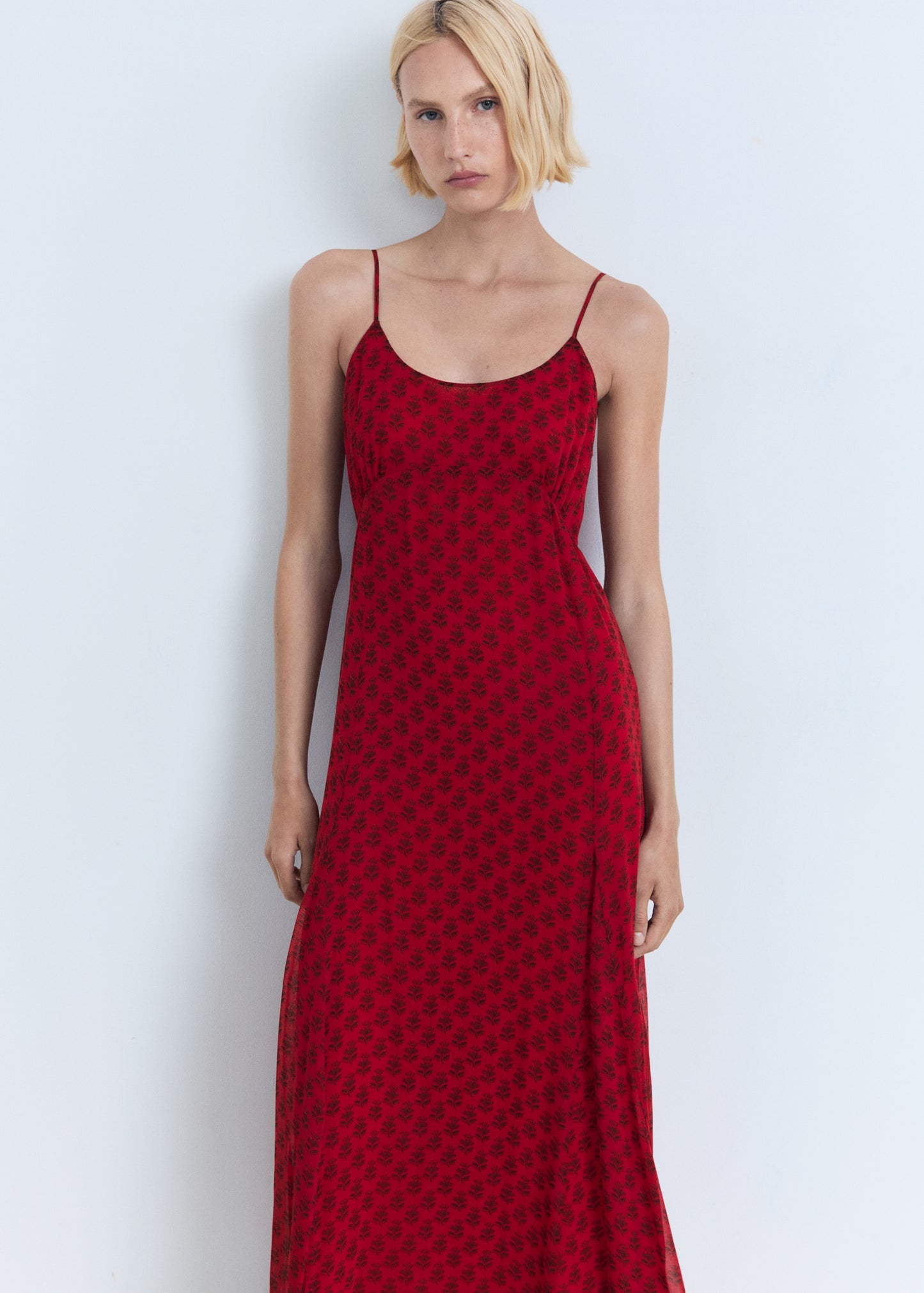 Floral-print chiffon dress