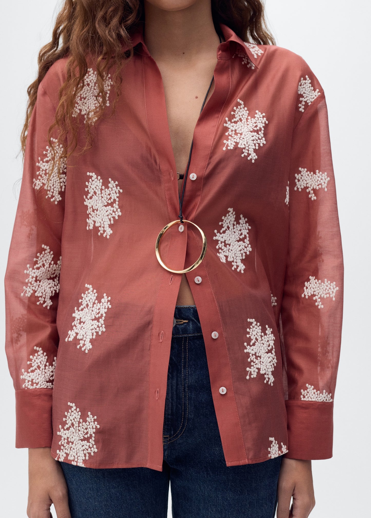 Embroidered lyocell shirt