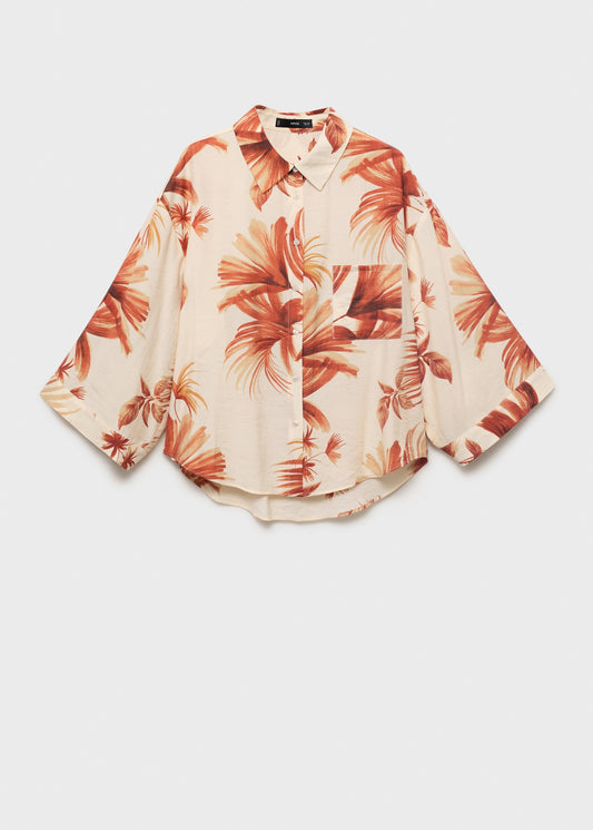 Palm-tree shirt with three-quarter sleeves