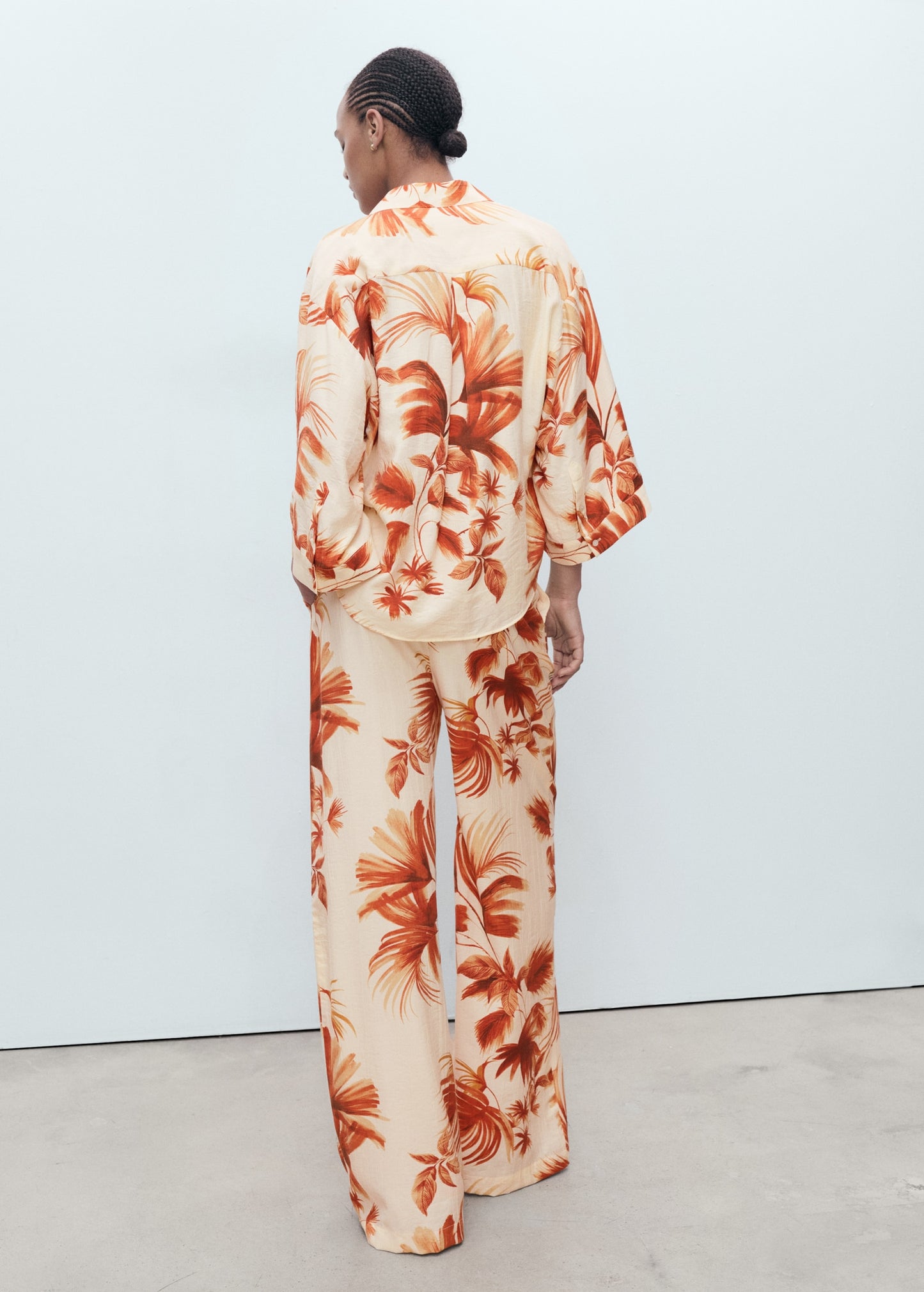 Palm-tree shirt with three-quarter sleeves