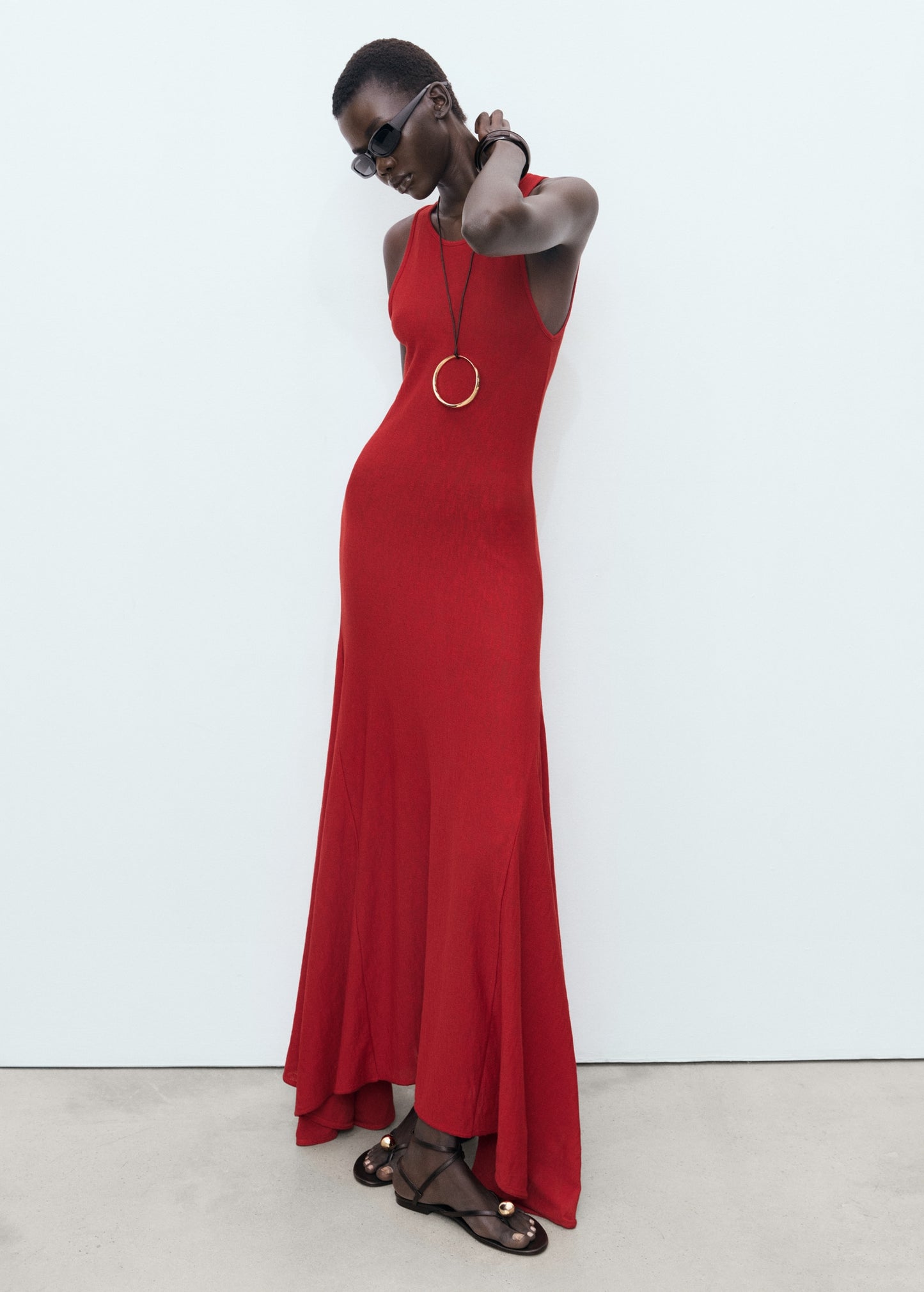 Asymmetrical low-knit dress