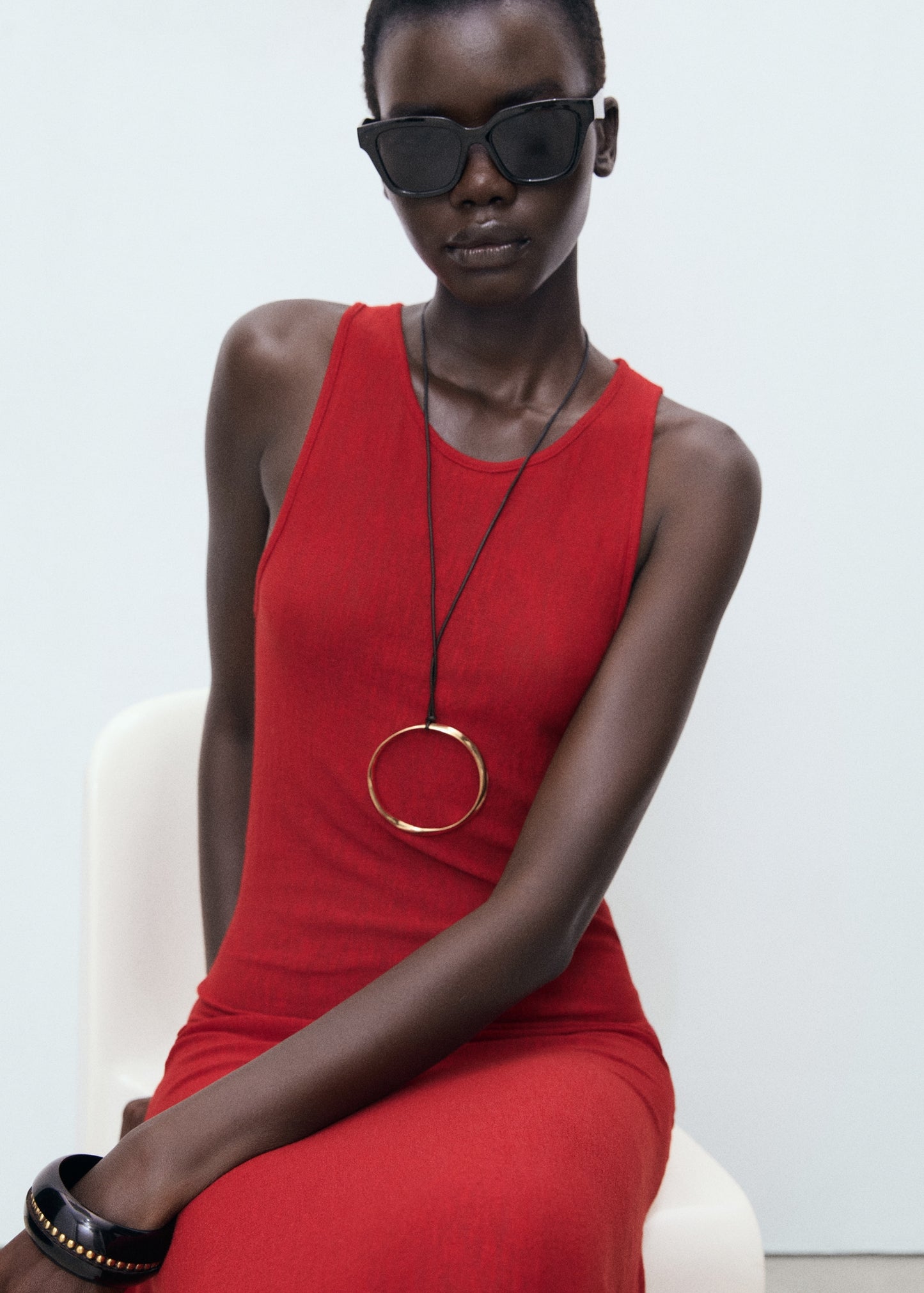 Asymmetrical low-knit dress