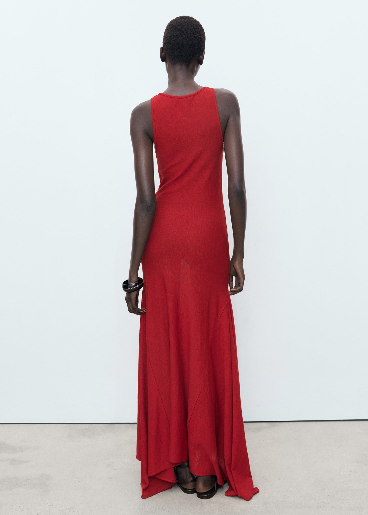 Asymmetrical low-knit dress