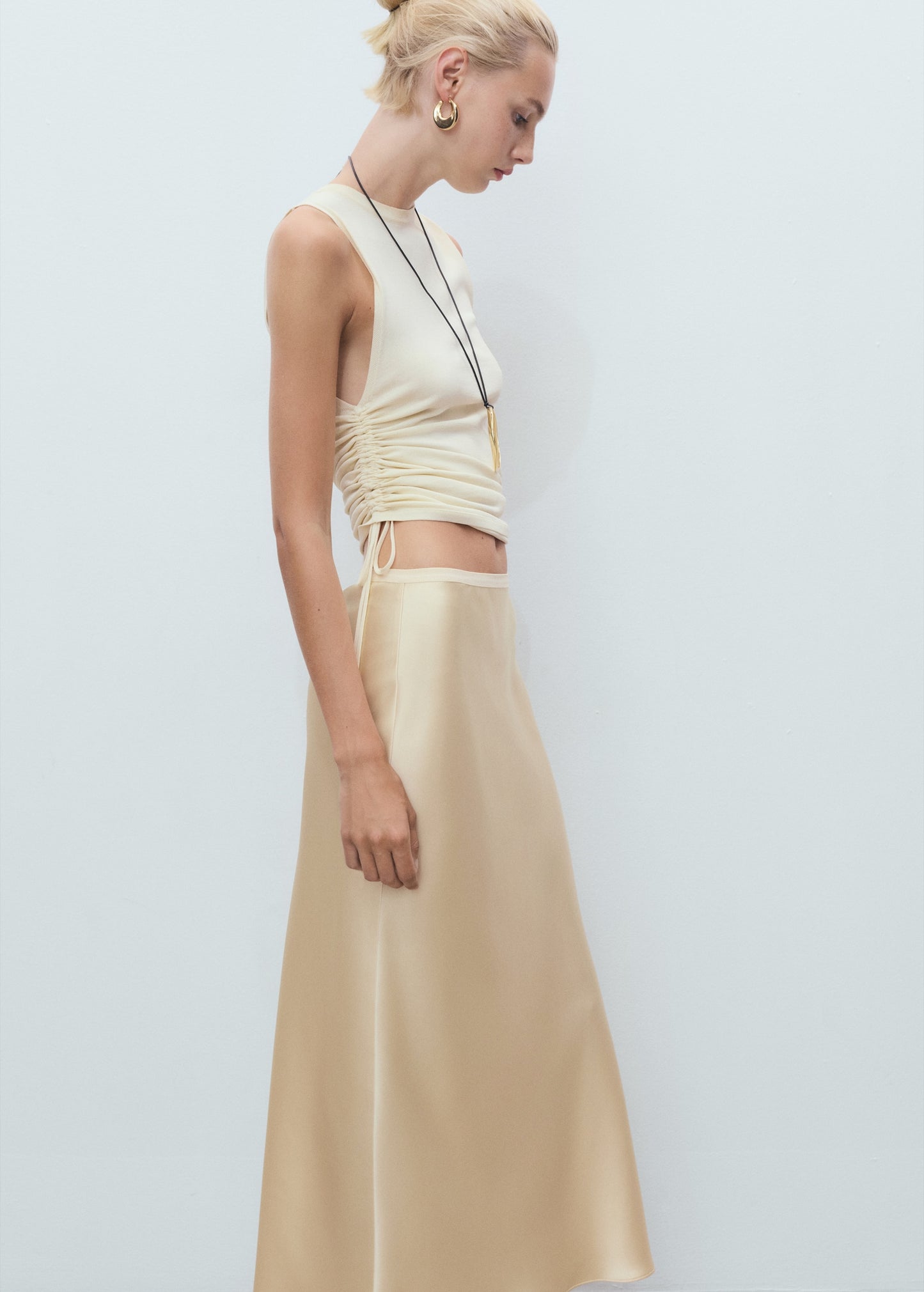 Midi satin skirt
