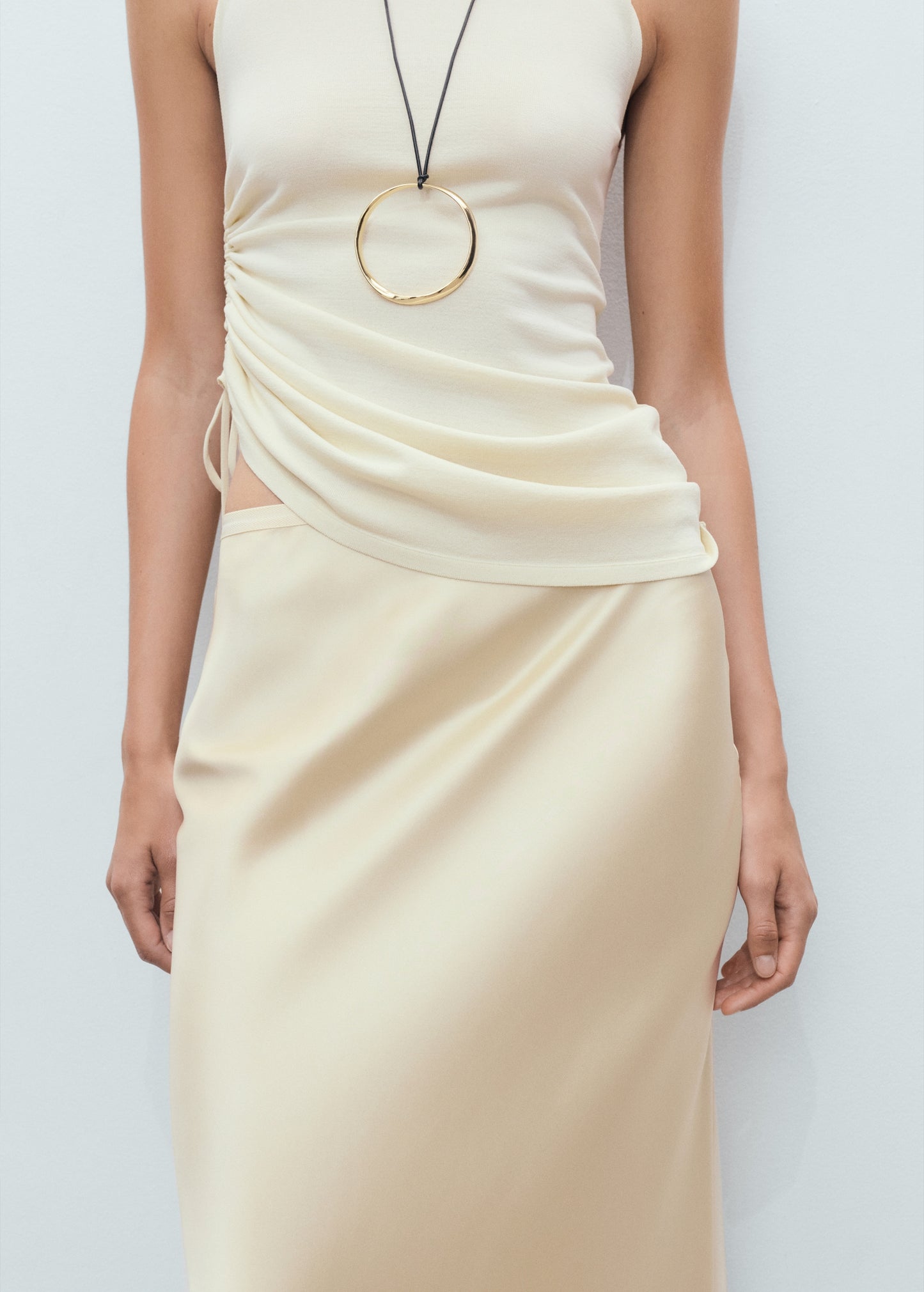 Midi satin skirt
