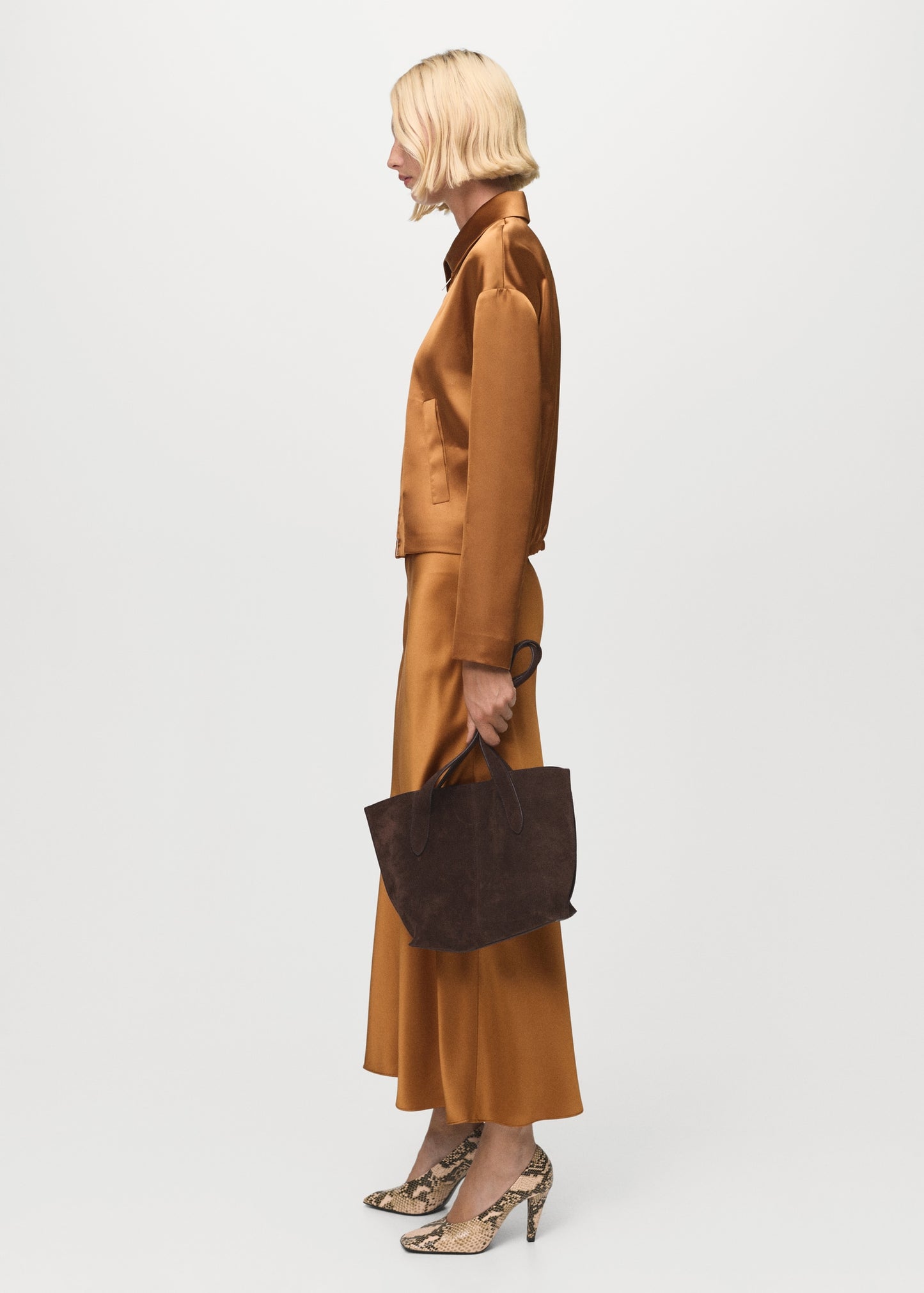 Midi satin skirt