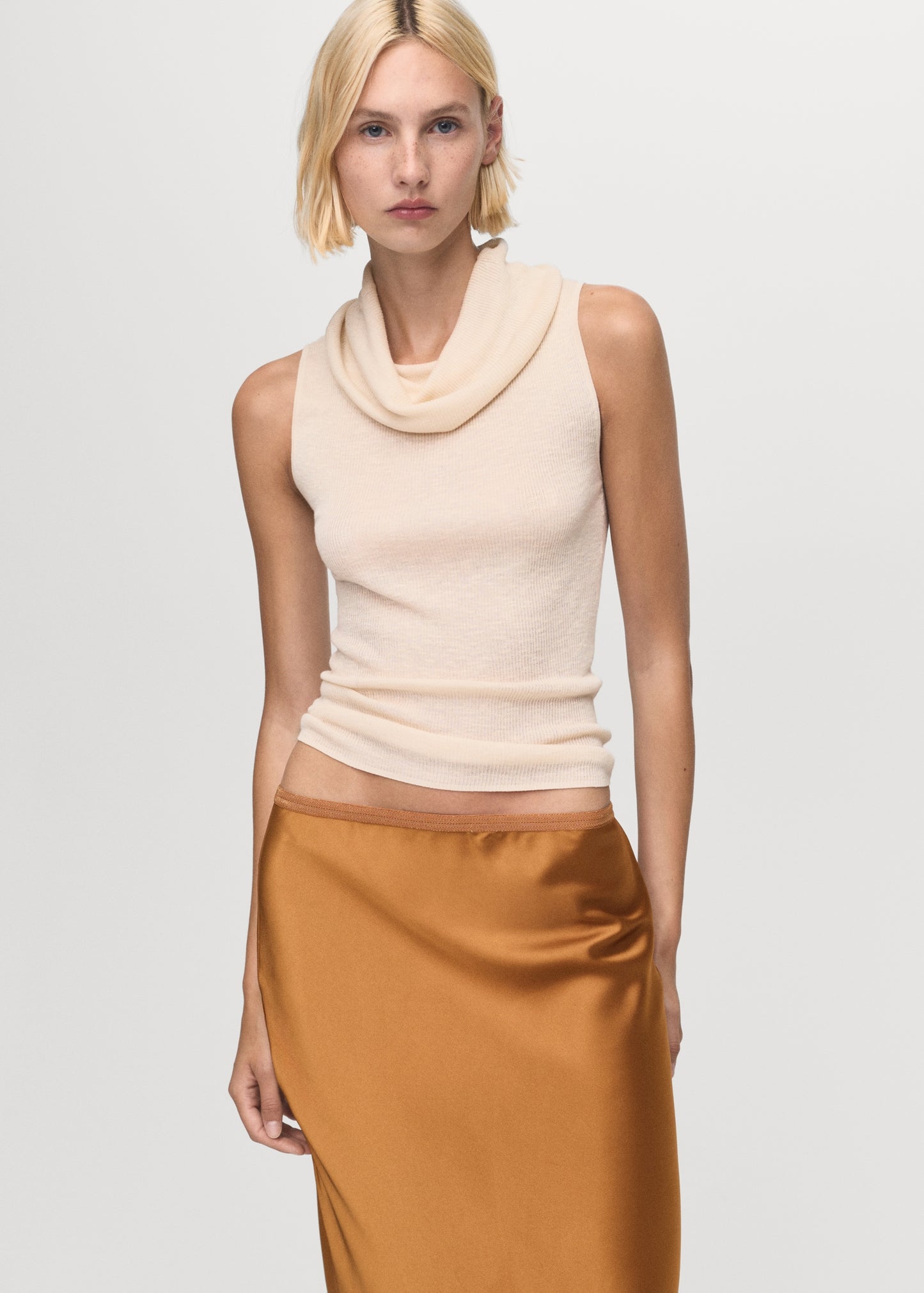 Midi satin skirt