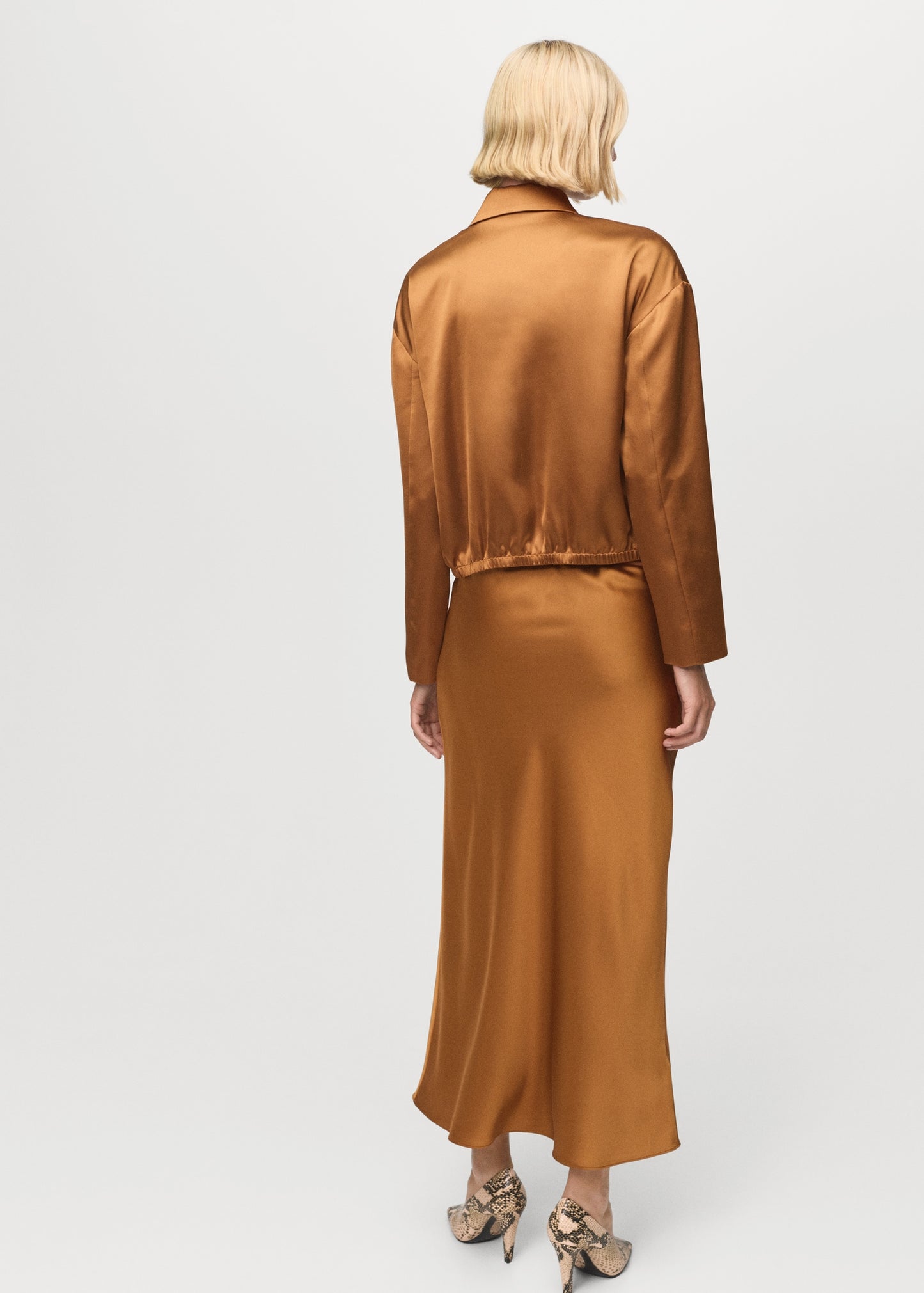 Midi satin skirt