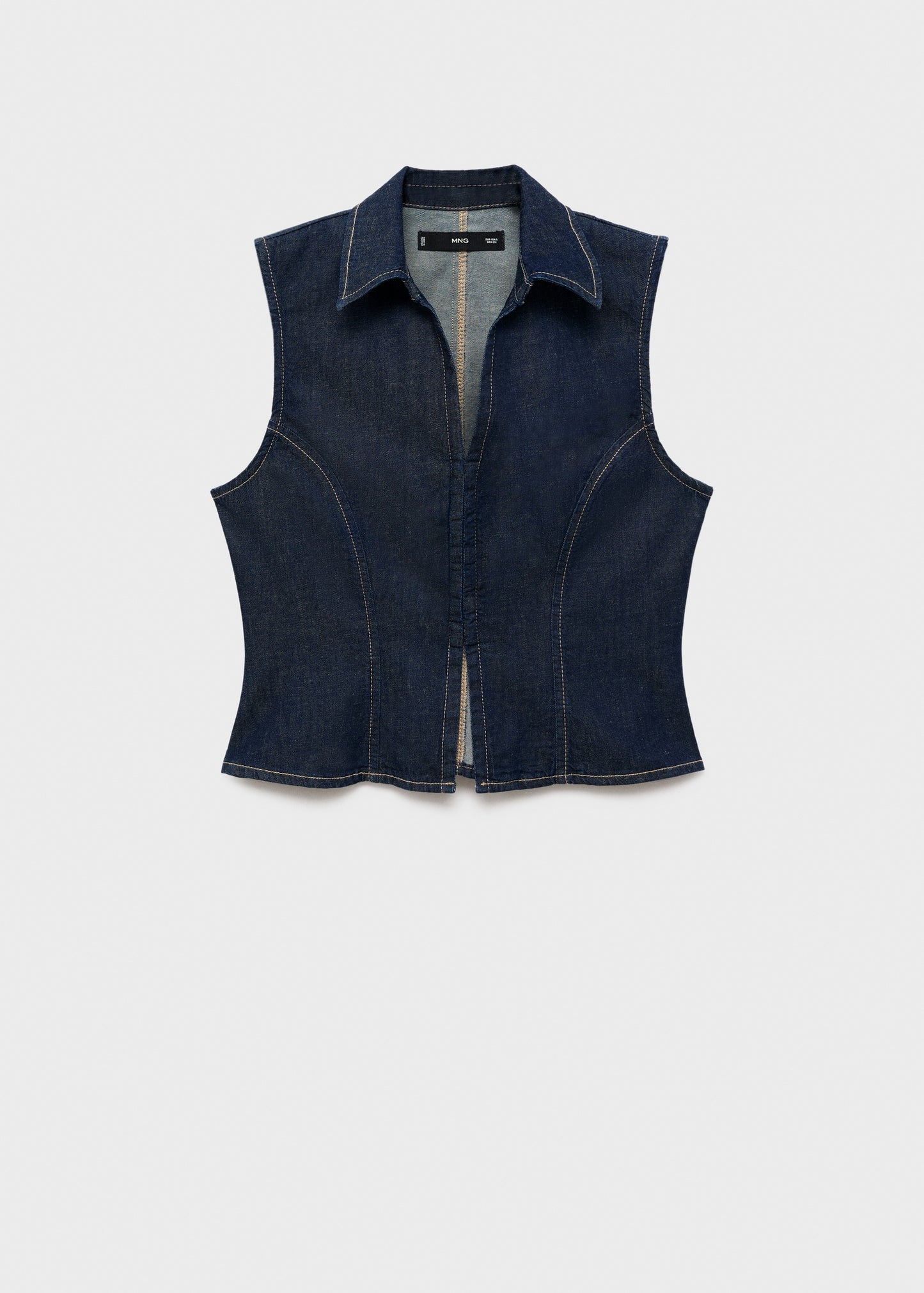Denim top with contrast stitching
